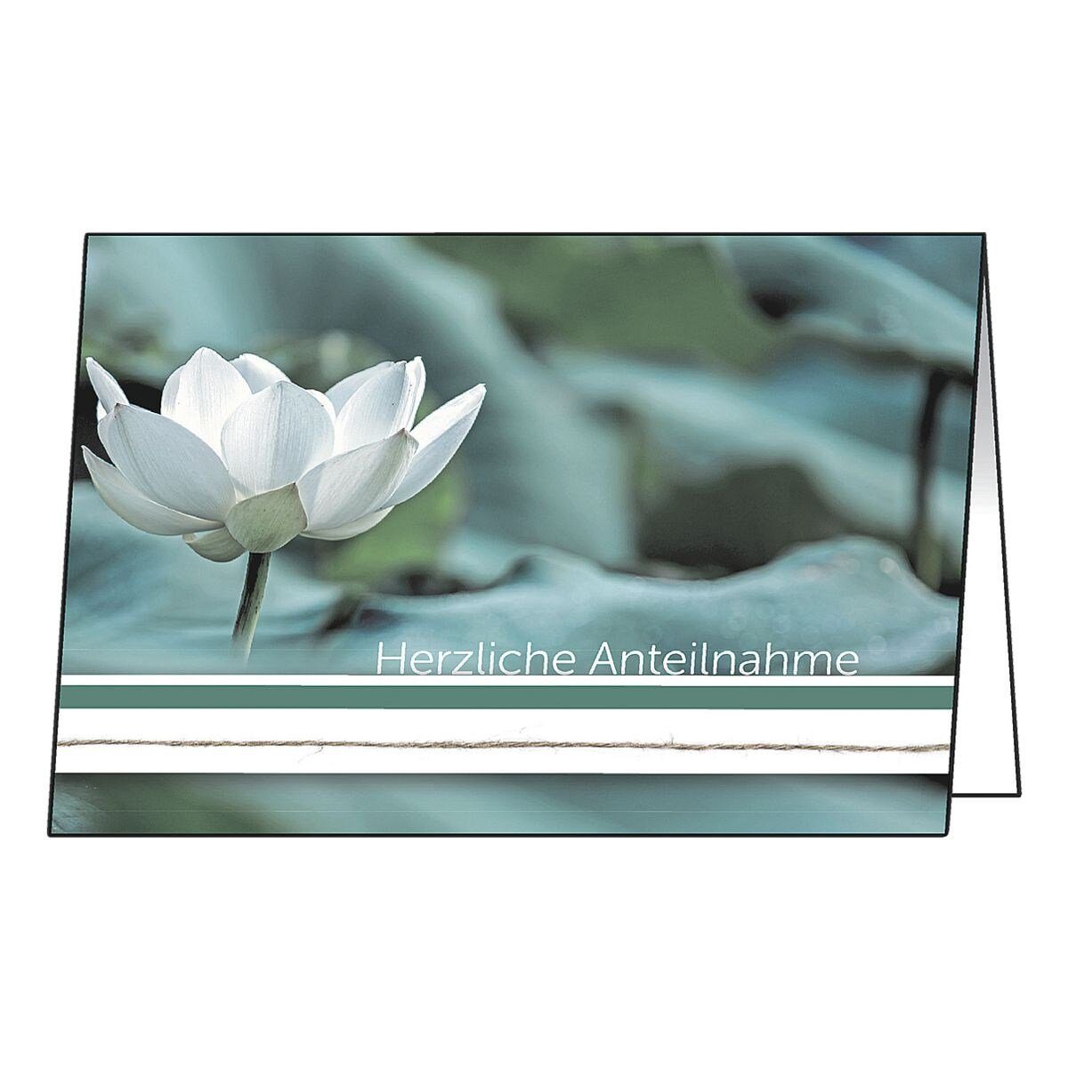 Sigel Beileidskarte Water Lily, Trauerkarte mit Schriftzug, 10 Karten inkl. Umschläge
