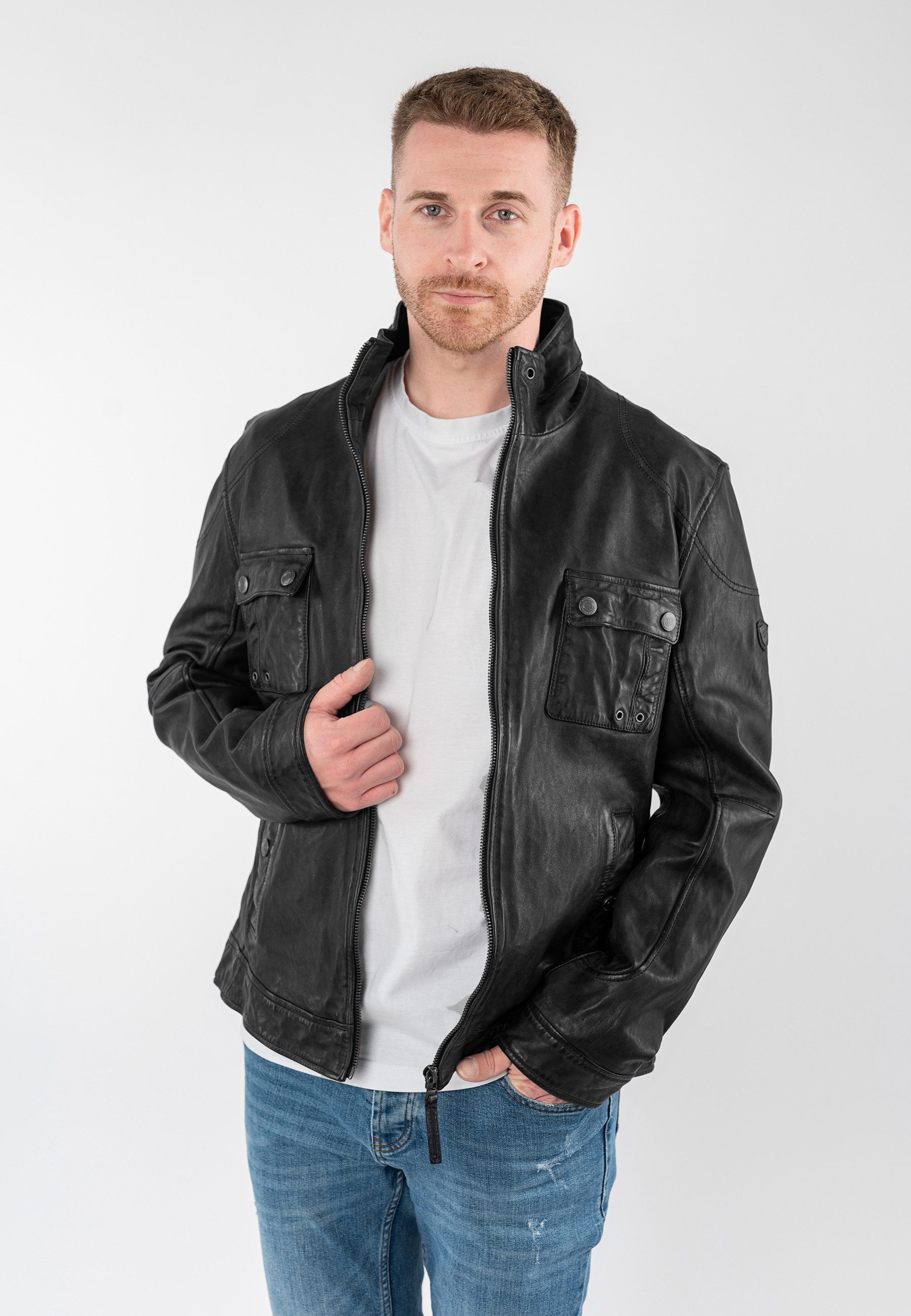 Mauritius Lederjacke MMJorric mit aufgesetzten Brusttaschen