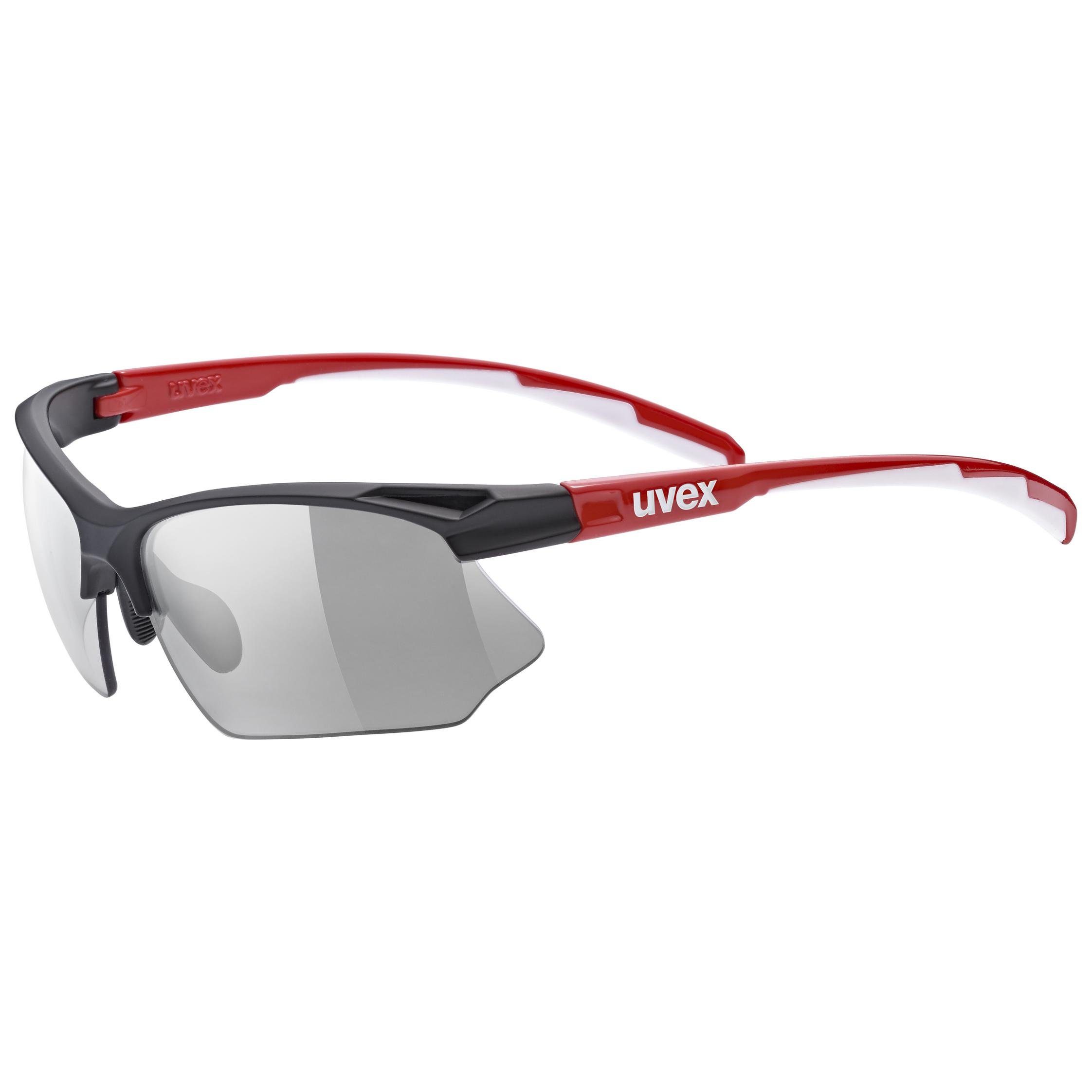 Uvex Sportbrille, (1-St), uvex Unisex – Erwachsene, sportstyle 802 V Sportbrille, selbsttönend black red/smoke