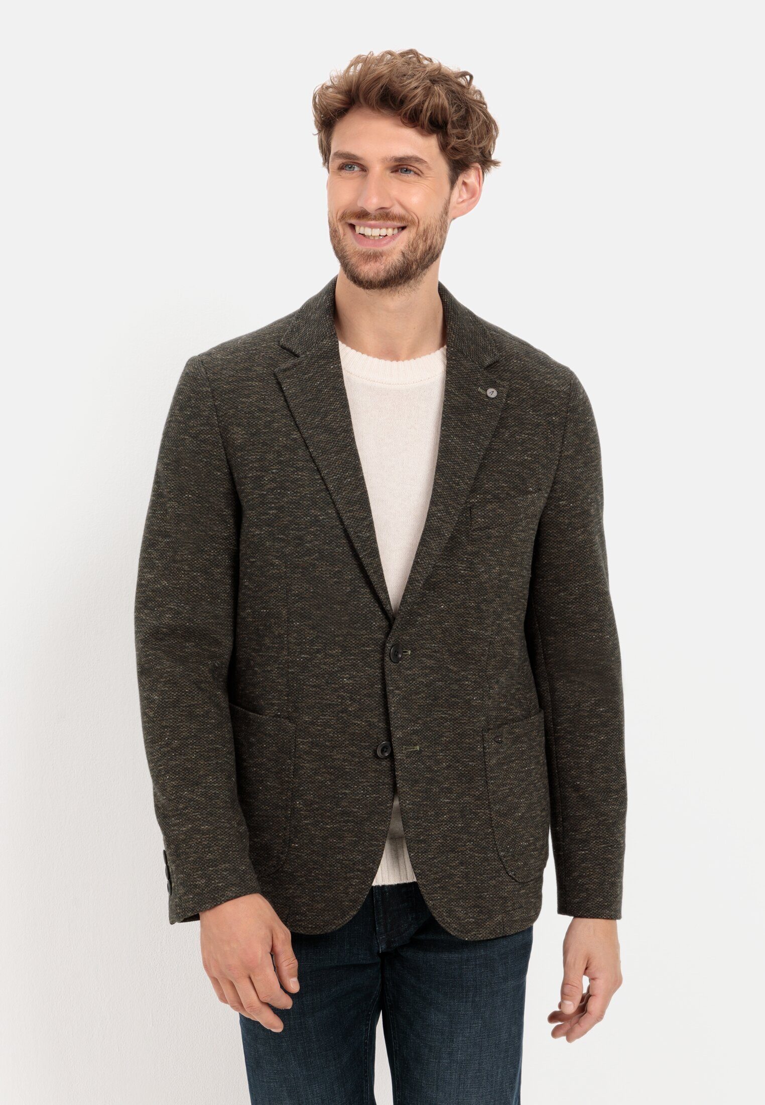 camel active Baumwollsakko aus einem Baumwolljersey Langarm Reverskragen Sakko_Casual Sakko