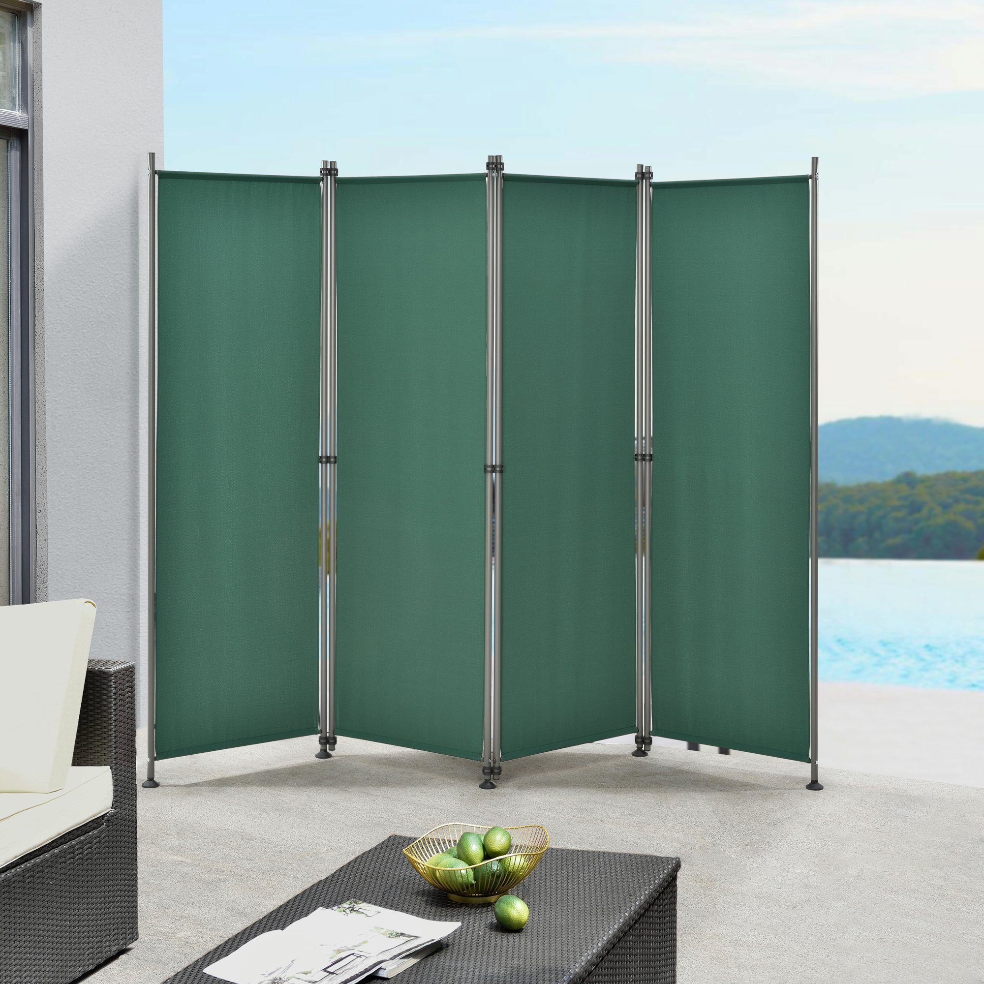 pro.tec Paravent, »Modica« Sichtschutz Outdoor 170x215cm Dunkelgrün Trennwand