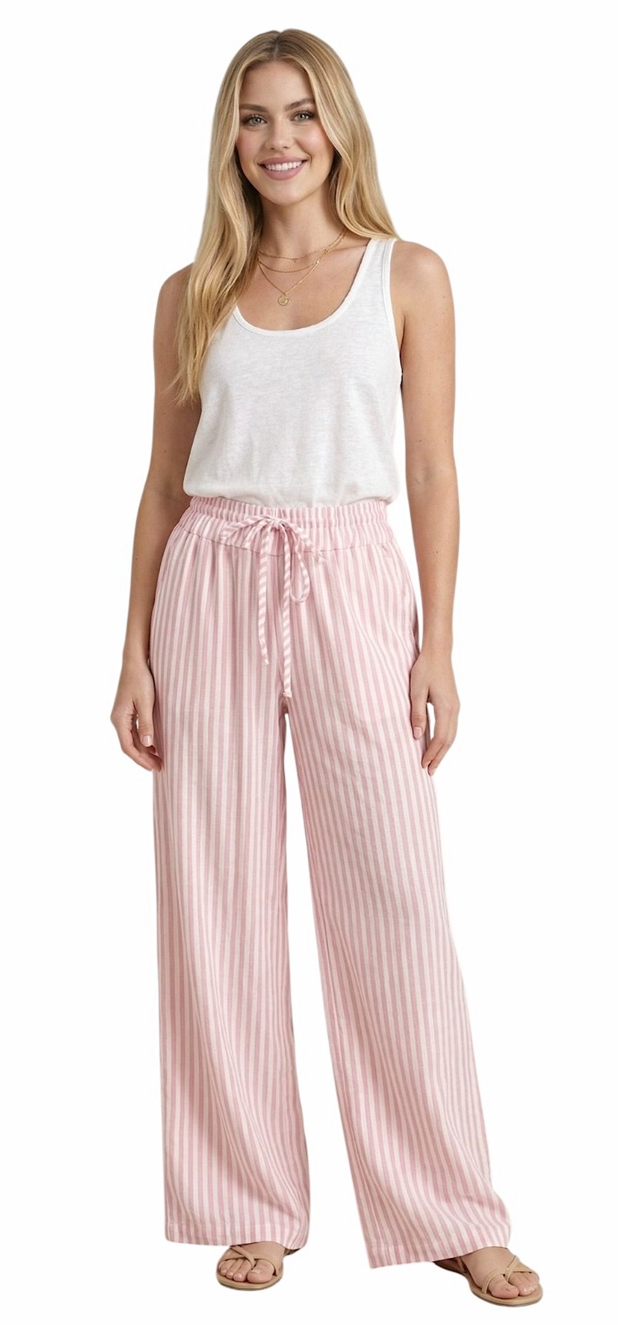 Stoffhose Worldclassca Stoffhose mit Streifen Gestreift Freizeit Sommerhose