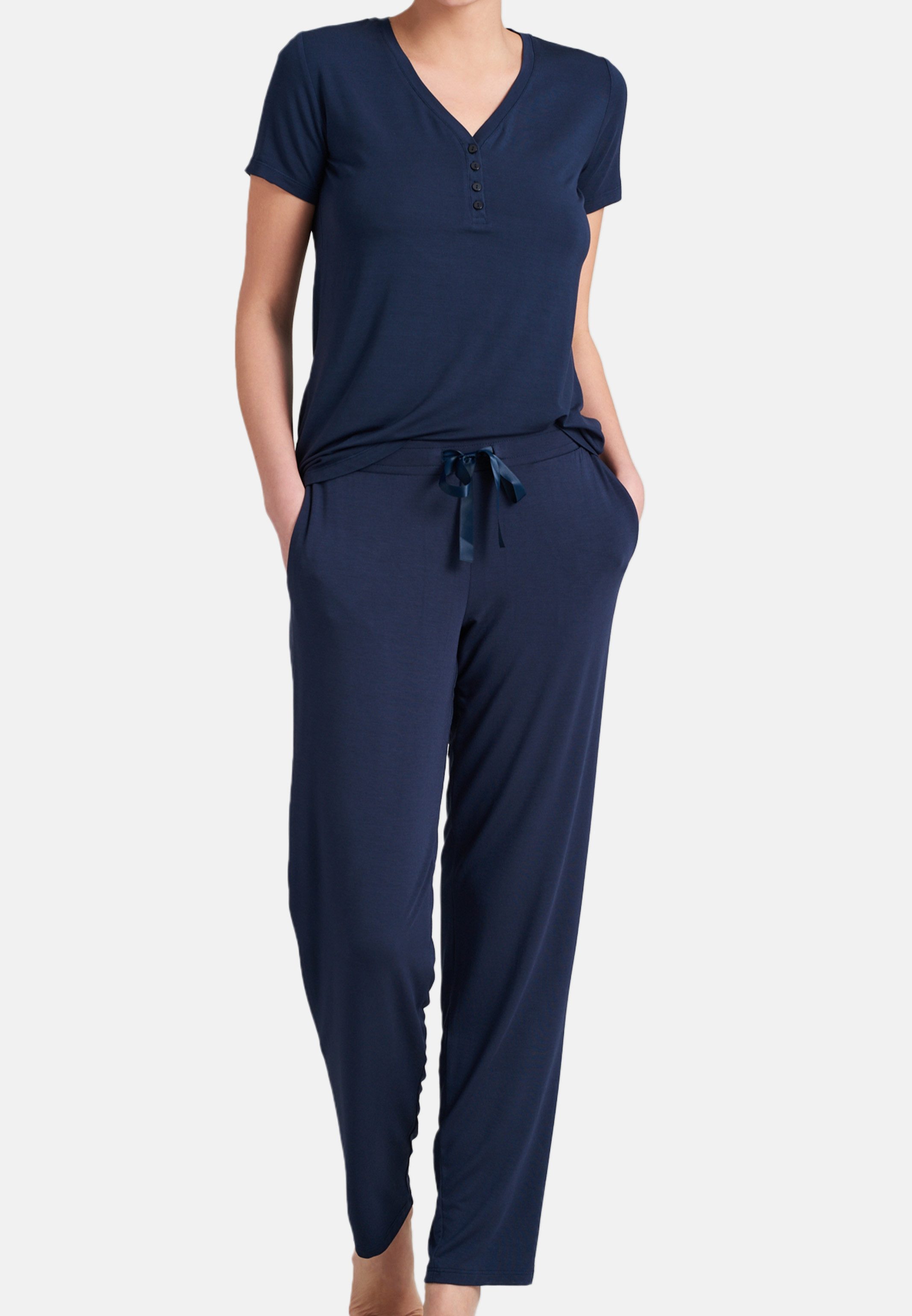 Schiesser Pyjama Modal (Set, 2 tlg) Schlafanzug - Lounge T-Shirt und lange günstig online kaufen