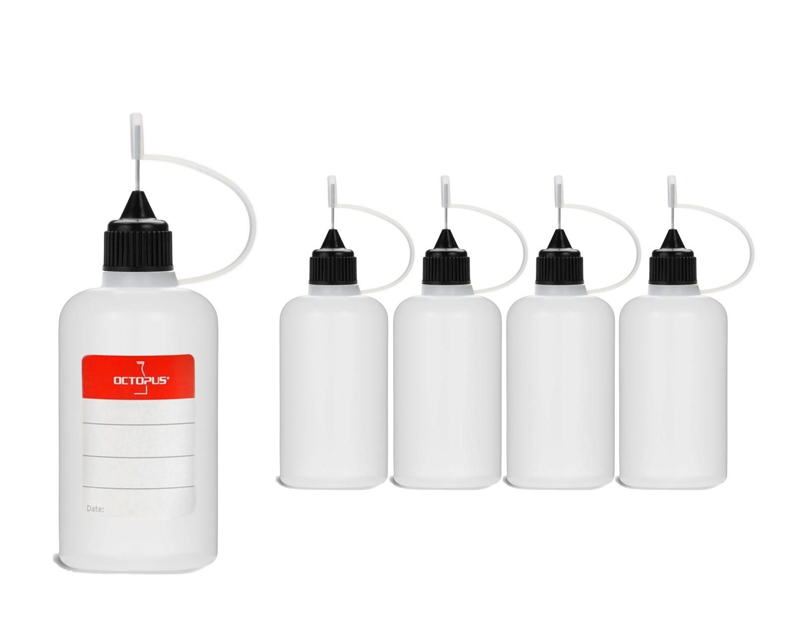 OCTOPUS Kanister 5 Plastikflaschen 50 ml aus LDPE, G14, Tropfverschluss mit Nadelkappe, (5 St)