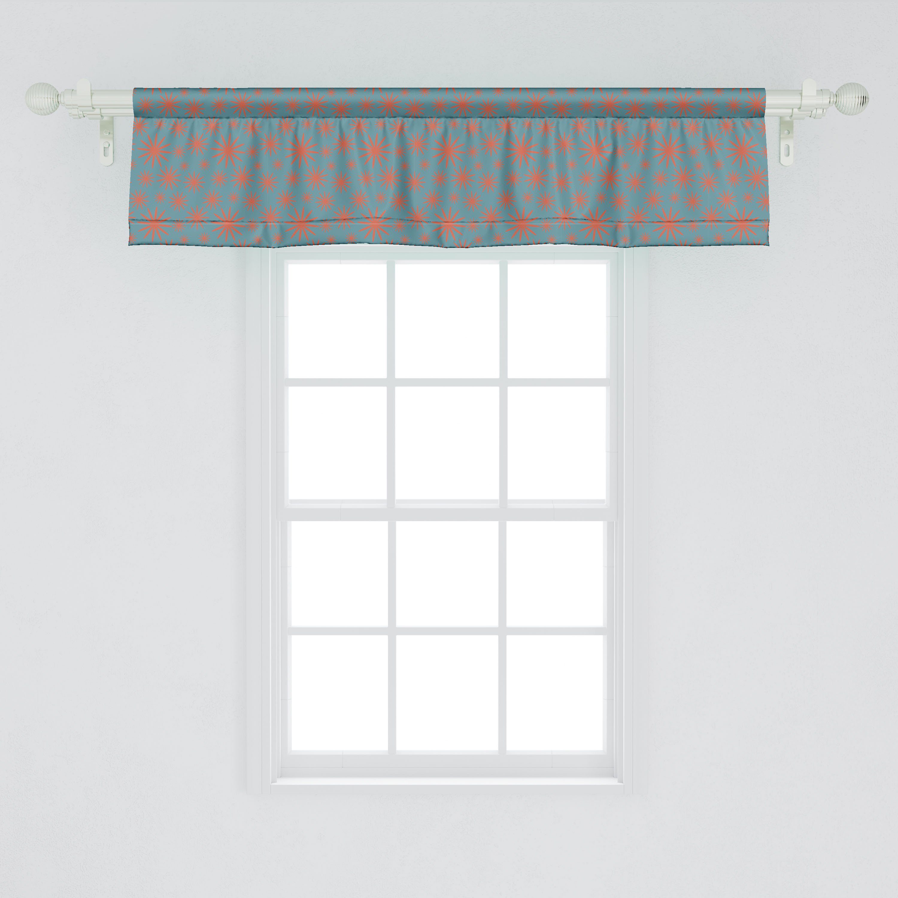 Abakuhaus, für Vintage Vorhang Scheibengardine Volant Stangentasche, 50er Dekor Schlafzimmer Küche Blumen Jahre Microfaser, inspiriert mit