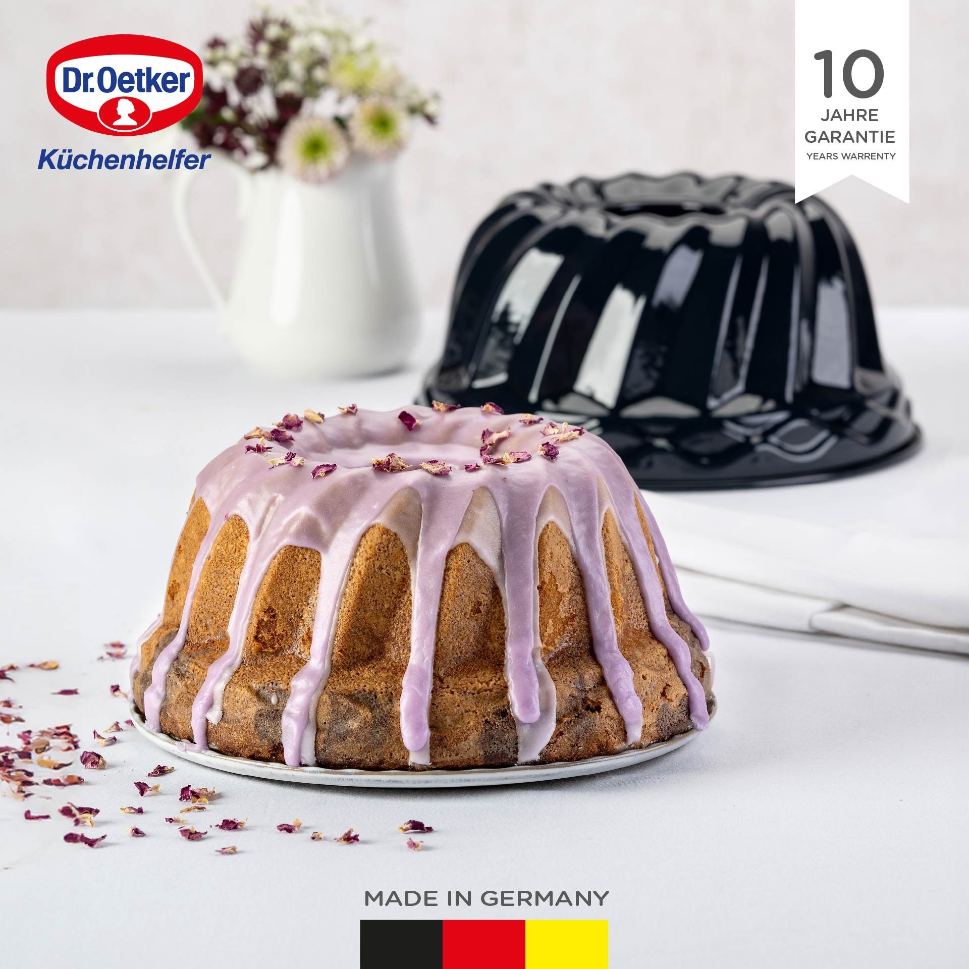 Dr. Oetker Küchenhelfer Gugelhupfform optimale Wärmeleitung, spülmaschinengeeignet, Ø 24cm, aus Stahlblech
