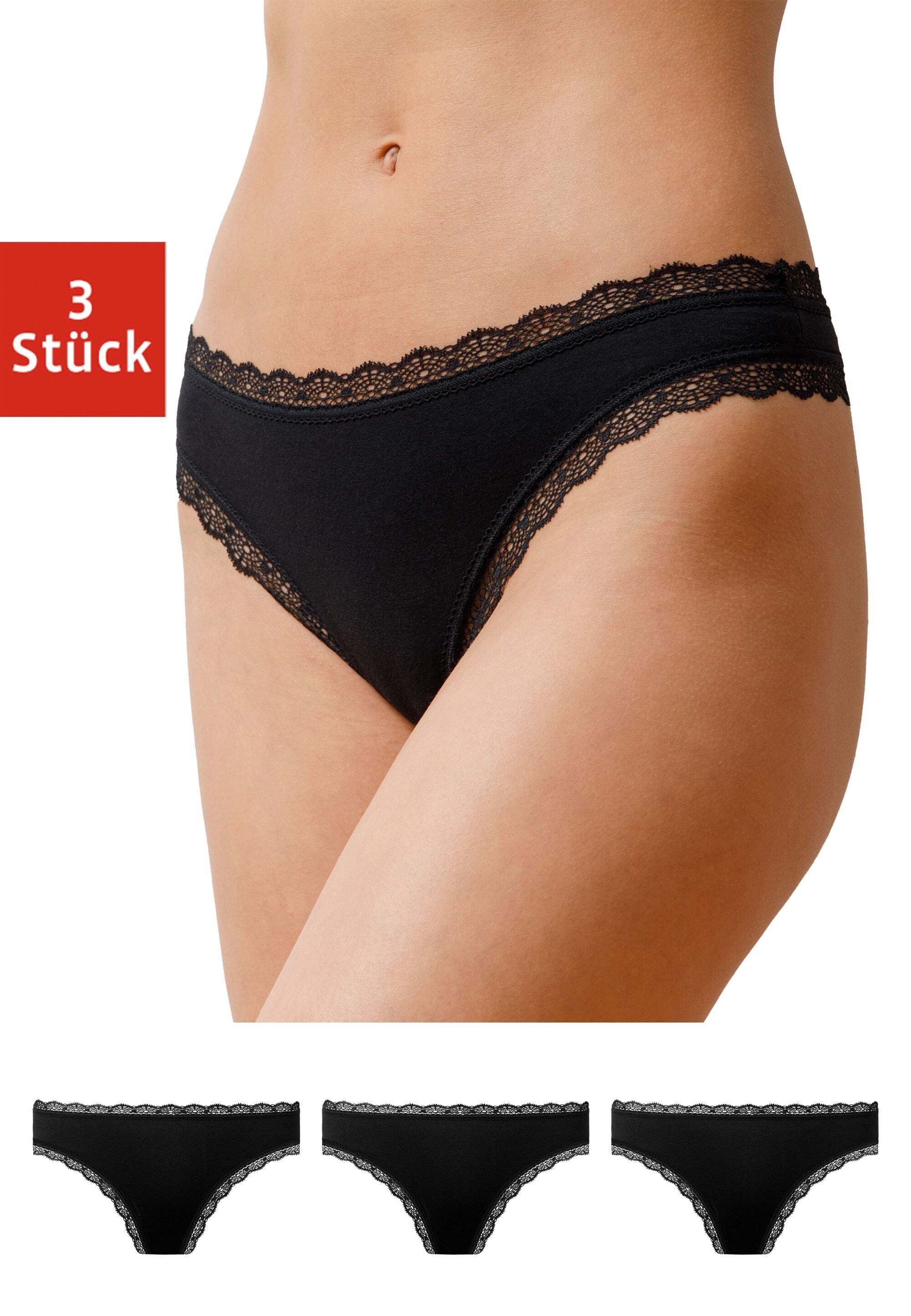 SNOCKS Tanga String Damen Unterhose (3-St) mit Spitze, unsichtbar unter dei günstig online kaufen