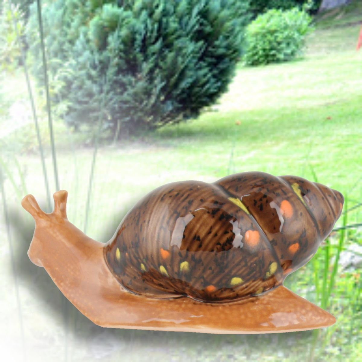 Gartenfigur Tangoo mit Schnecke braunem Keramik Tangoo Haus, (Stück)