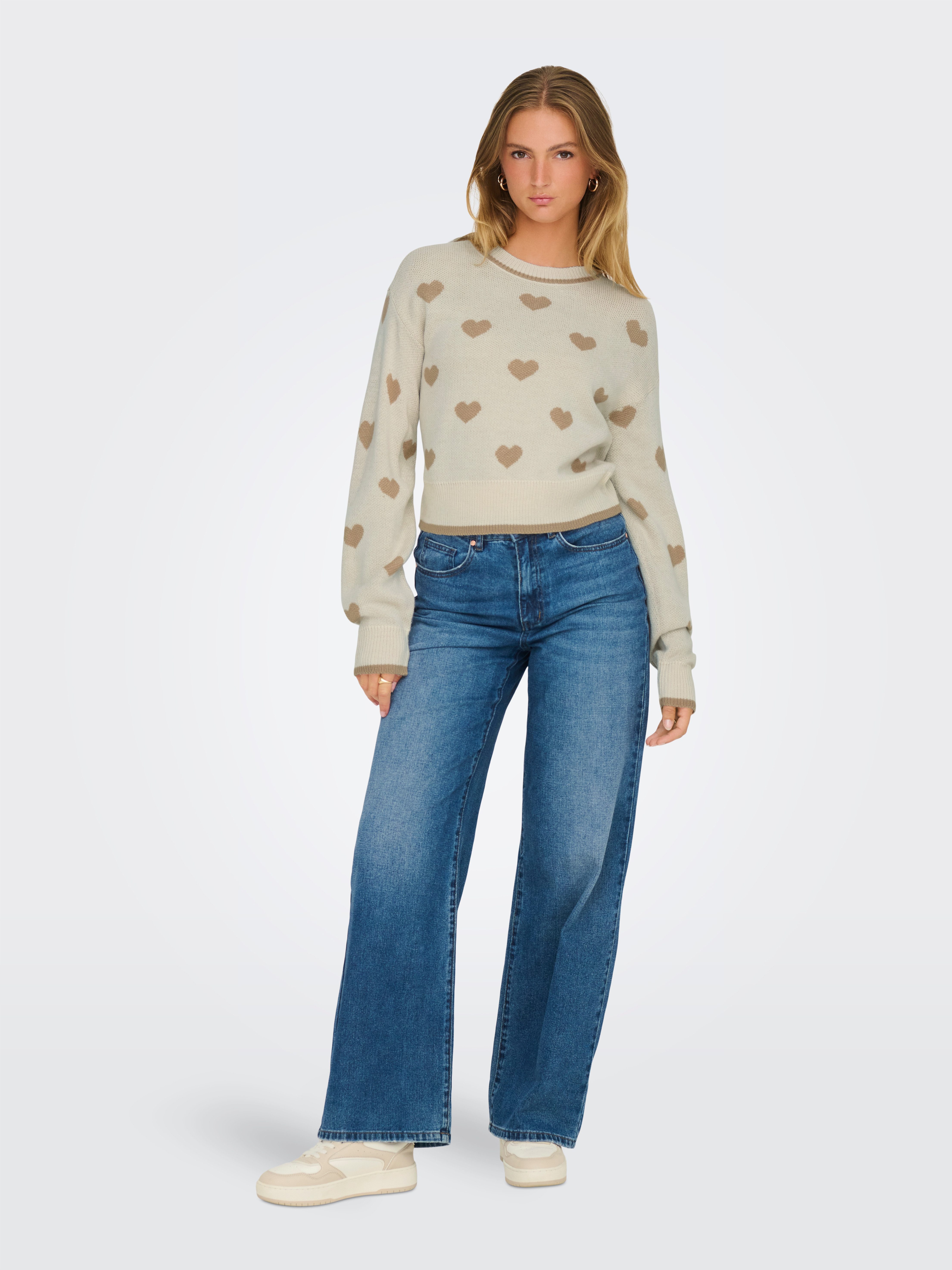 JDY Rundhalspullover JDYROMANCE L/S JACQ. PULLOVER KNT NOOS