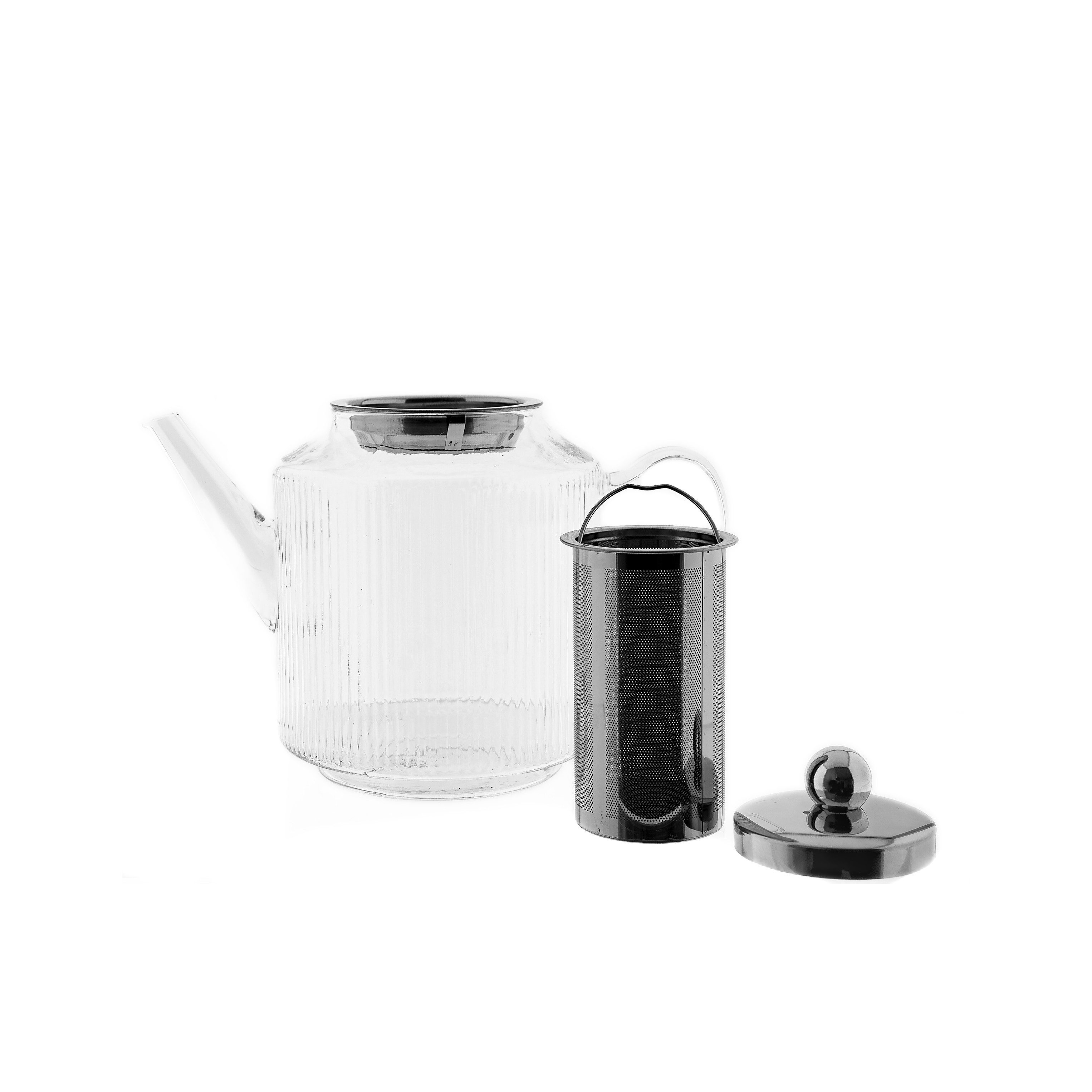 Almina Teekanne Freya Nuovo aus hochwertigem Borosilikatglas - 1L/2L, Relief-Design, (1-St), Borosilikatglas, 1L/2L, Relief Design