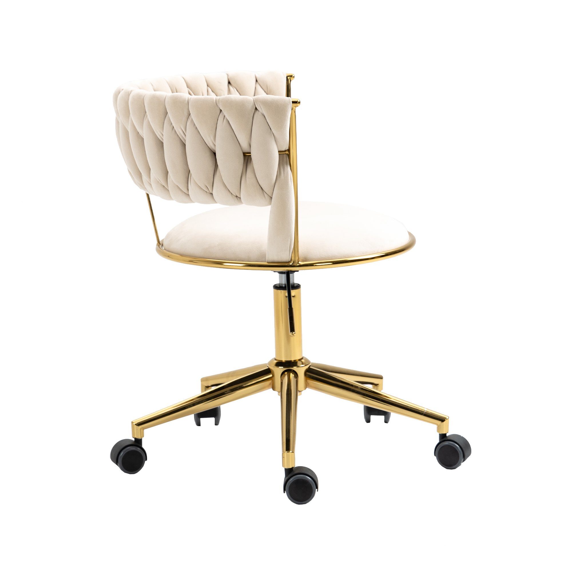 goldener drehbarer St), (1 WISHDOR 360° Drehstuhl, 360° Make-up-Stuhl, Elfenbein Bürostuhl, drehbarer Polsterstuhl Bürostuhl
