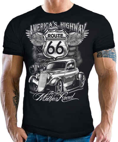 GASOLINE BANDIT® T-Shirt für Hotrod US-Car Muscle-Car Fans: Americas Highway Route 66
