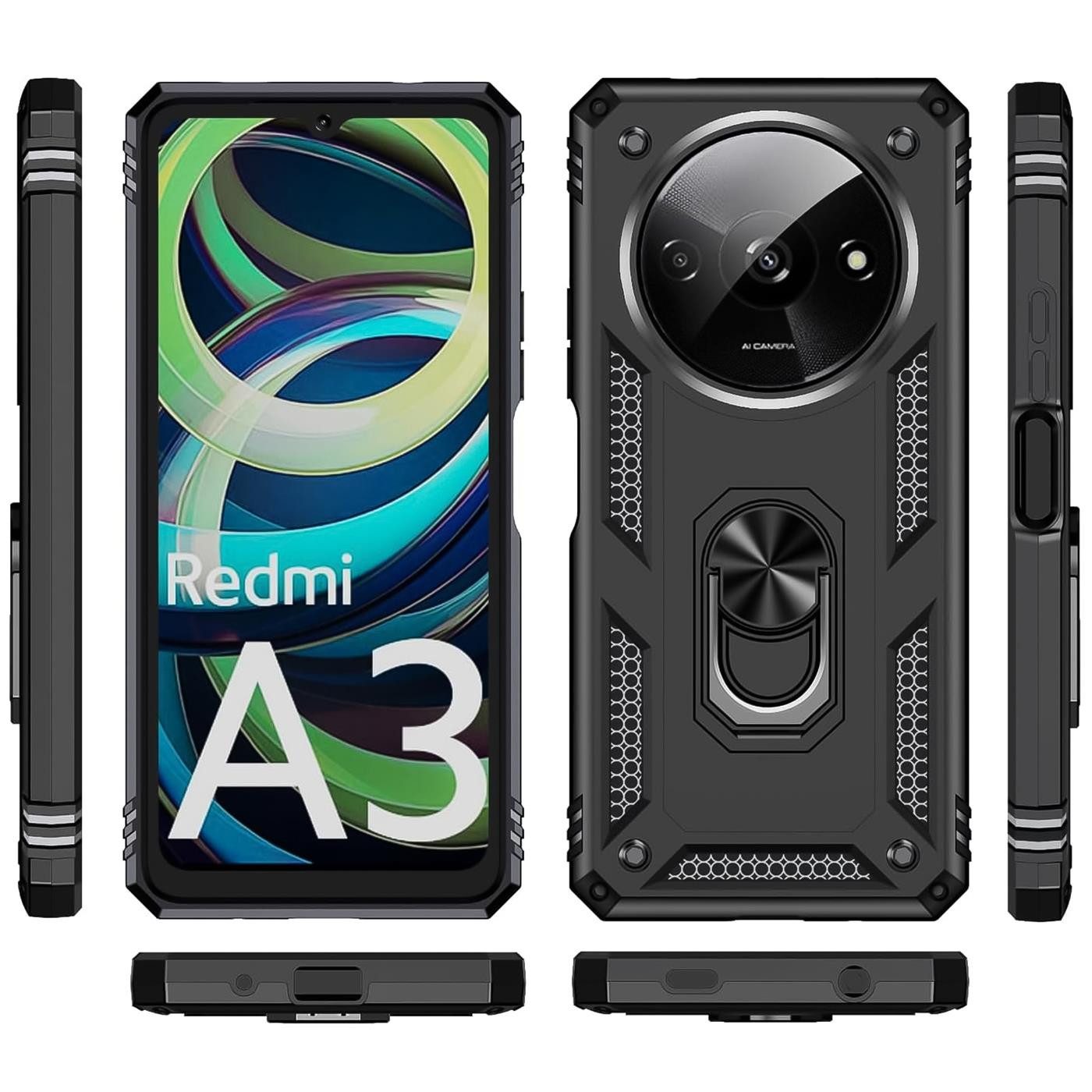 CoolGadget Handyhülle Armor Shield Case für Xiaomi Redmi A3 6,71 Zoll, Outdoor Cover mit Magnet Ringhalterung Handy Hülle für Redmi A3 – Bild 2 von 5