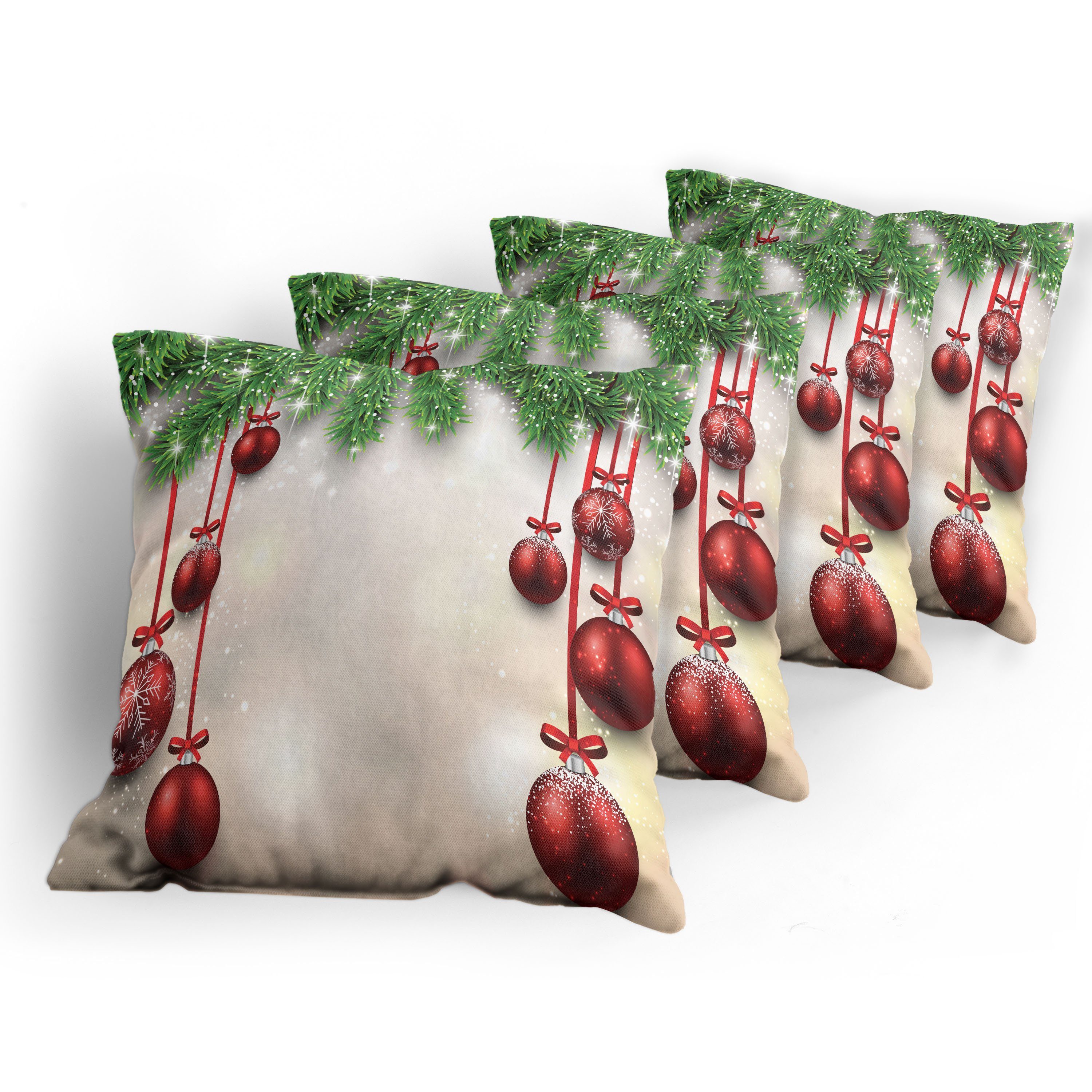 Kissenbezüge Ball Stück), Ribbons Weihnachten (4 Accent Doppelseitiger Abakuhaus Red Modern Digitaldruck,