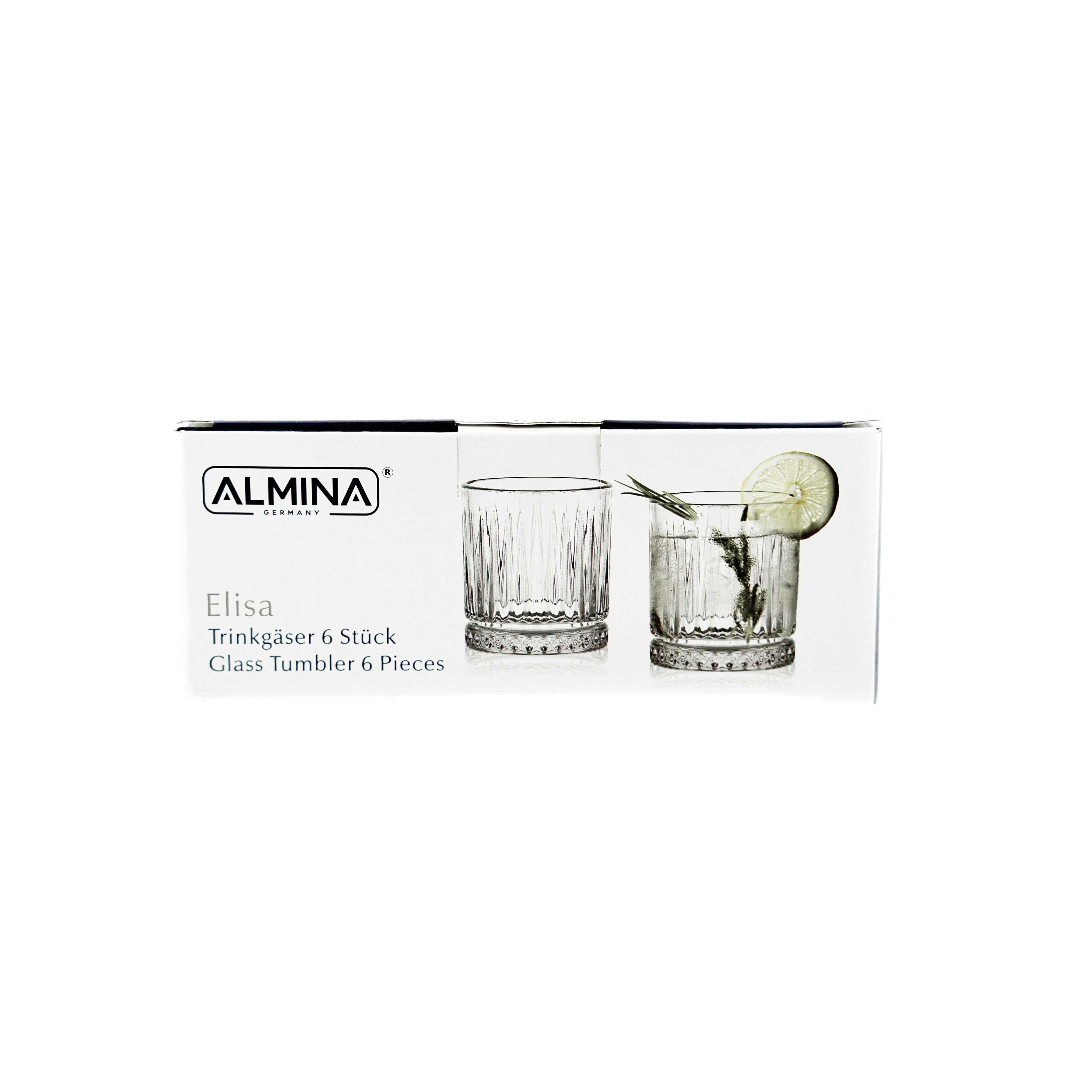 Almina Glas Elisa 6 Teiliger Trinkgläser-Set aus Glas mit Riffle Design 240 ml, 6-tlg. – Bild 4 von 4