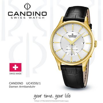 Candino Quarzuhr Candino Damen Quarzuhr Analog C4559/1, (Analoguhr), Damen Armbanduhr rund, Lederarmband schwarz, Elegant