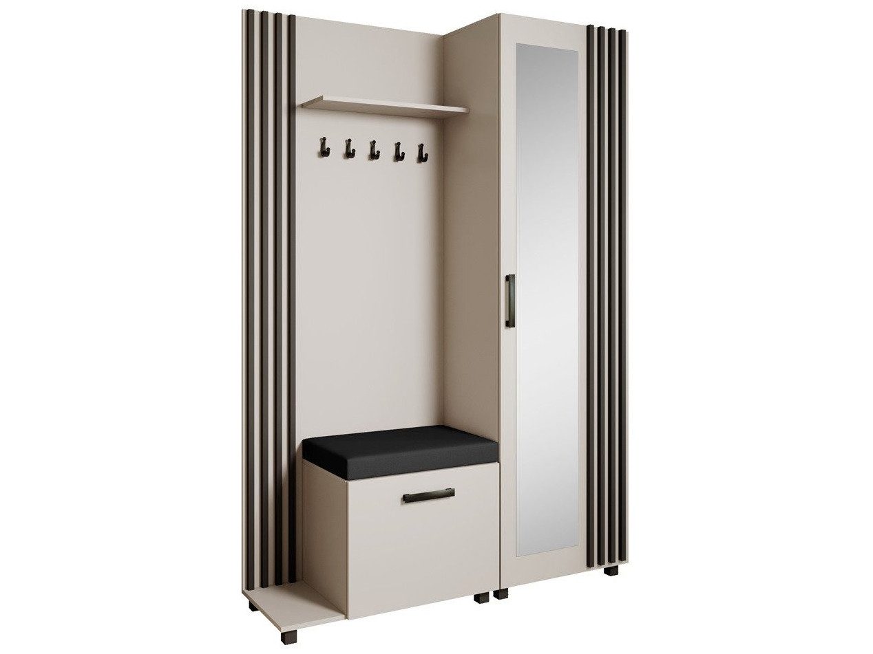 Beautysofa Garderoben-Set Livia – Design, Funktion und Ordnung in Perfektion, (Geräumiger Schuhschrank, mit praktischer Kleiderstange)