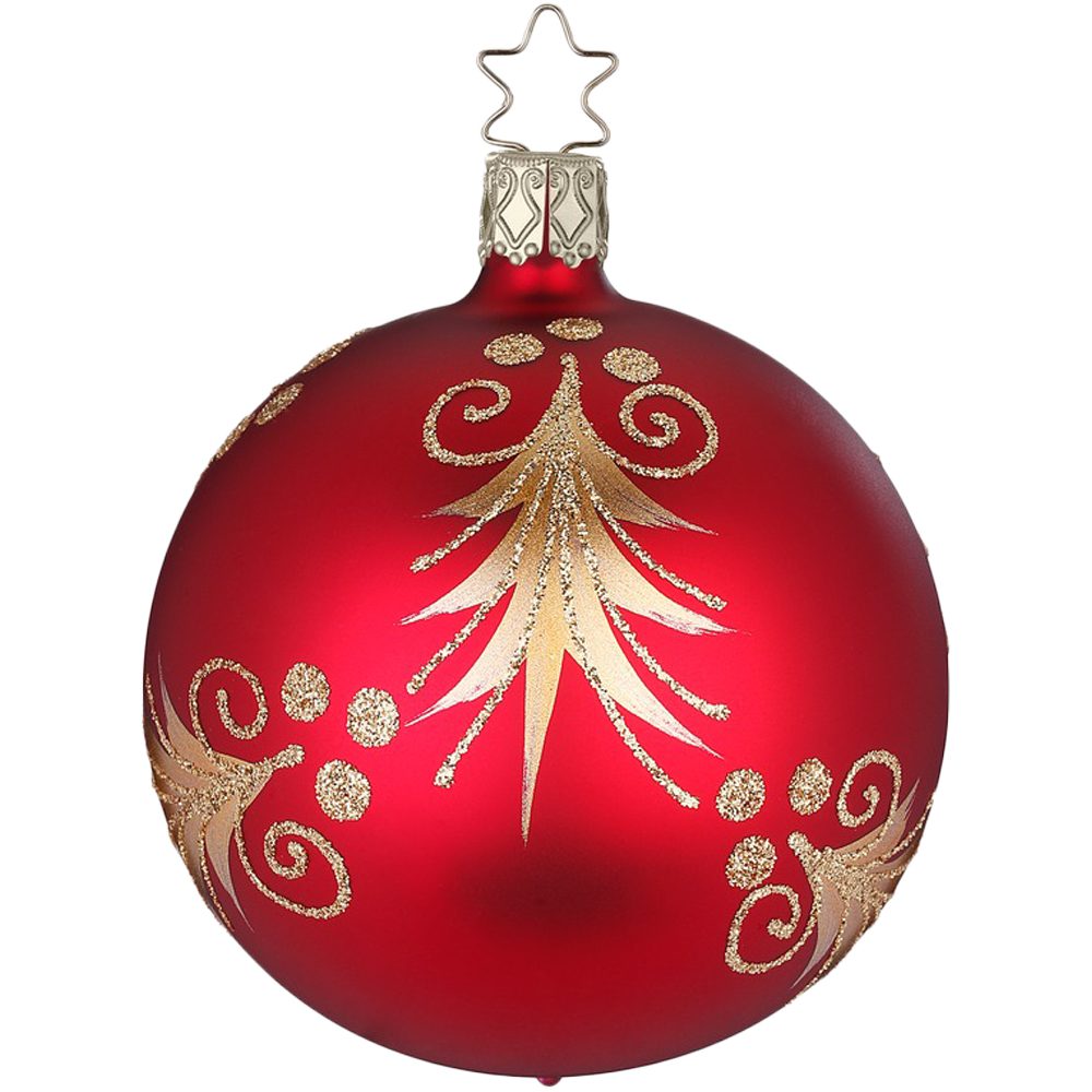 INGE-GLAS® Weihnachtsbaumkugel Christbaumkugel Festliche Tanne Ø 8cm rot ochsenblut matt (1 St), mundgeblasen, handbemalt