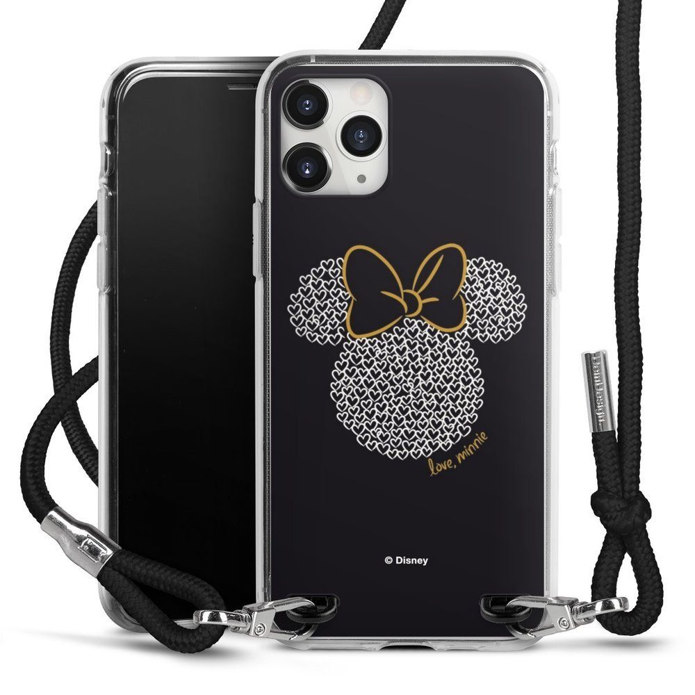 DeinDesign Handyhülle Minnie Mouse Disney Muster Minnie Black and White,  Apple iPhone 11 Pro Max Handykette Hülle mit Band Case zum Umhängen