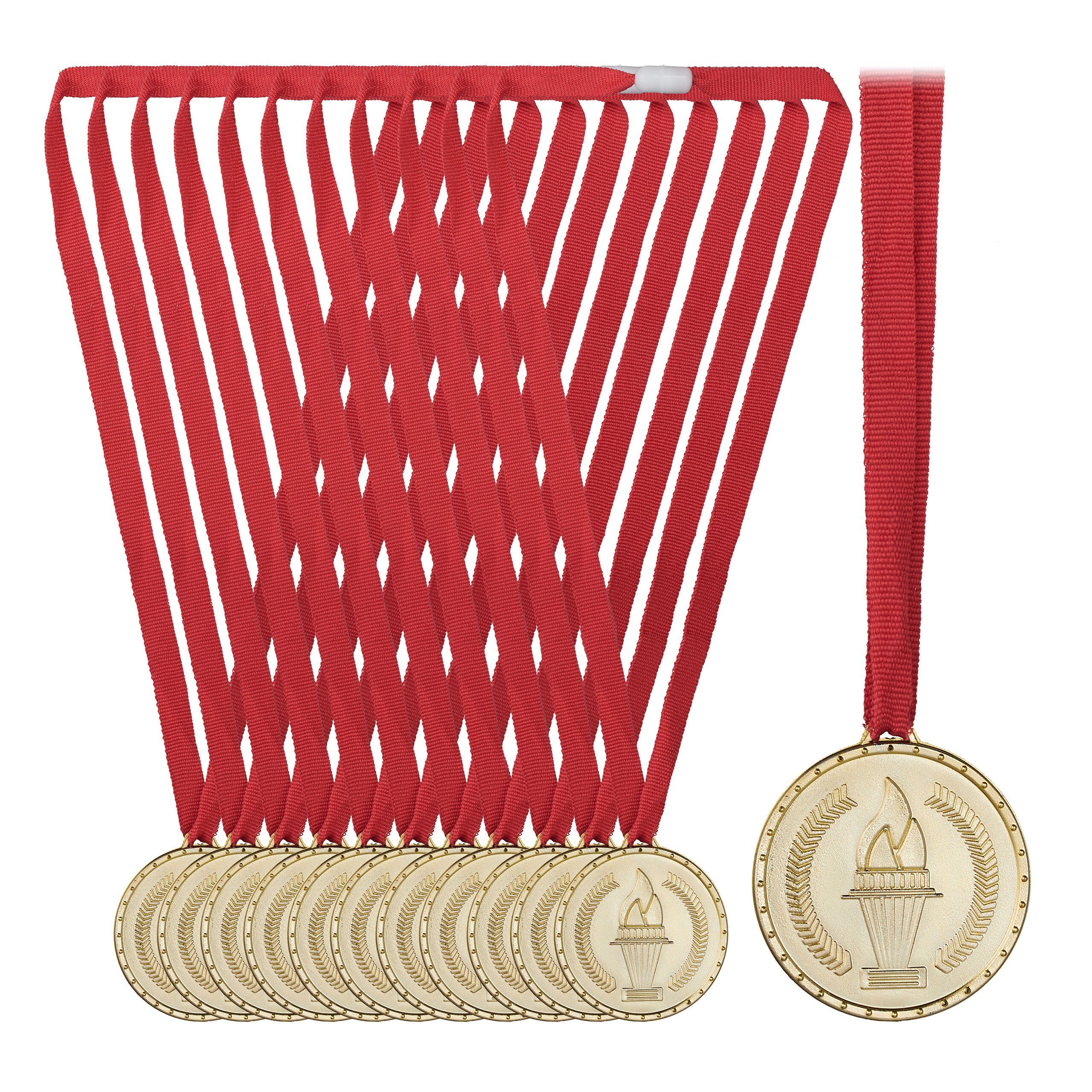 relaxdays Dekoobjekt Goldmedaille für Kinder 12er Set