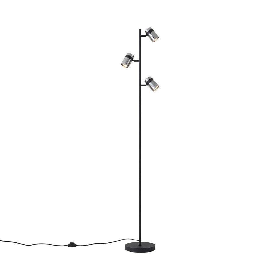 Qazqa Stehlampe Gianni, ohne Leuchtmittel, GU10, Schwarz, Modern, Metall, 3-flammig