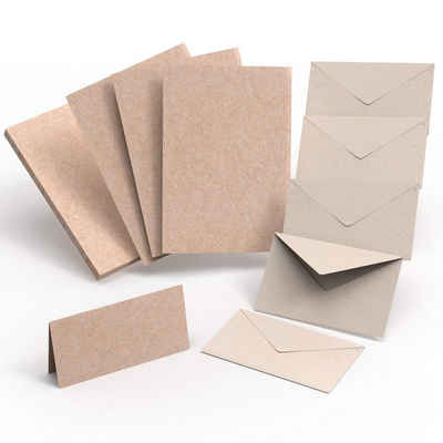 Tritart Grußkarten Kraftpapier Doppelkarten - Blanko Klappkarten, Kraftpapier Doppelkarten Set - Blanko Klappkarten