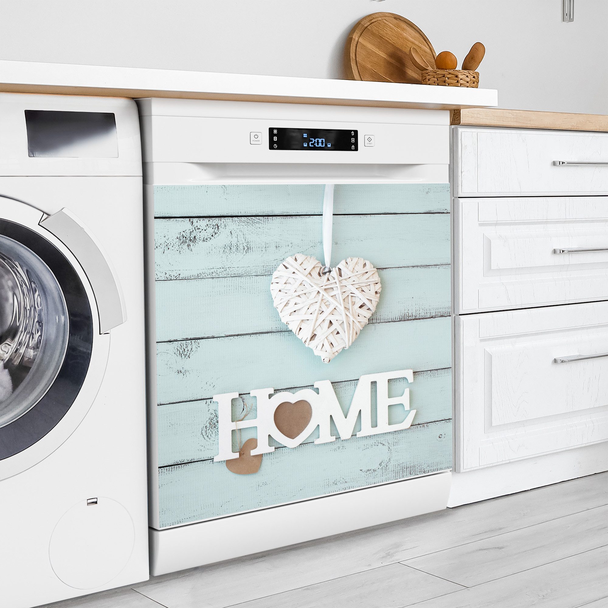 DEQORI Magnetfolie 'Holzschrift HOME', Spülmaschine Magnetmatte magnetisch Magnetfolie Folie Schutz