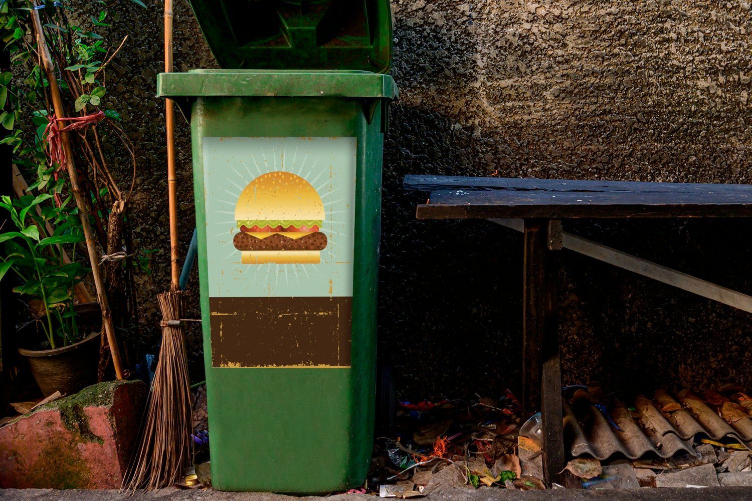 eines Wandsticker Container, Sticker, Mülltonne, (1 Mülleimer-aufkleber, Abbildung Ein Poster MuchoWow St), mit der Hamburgers Abfalbehälter
