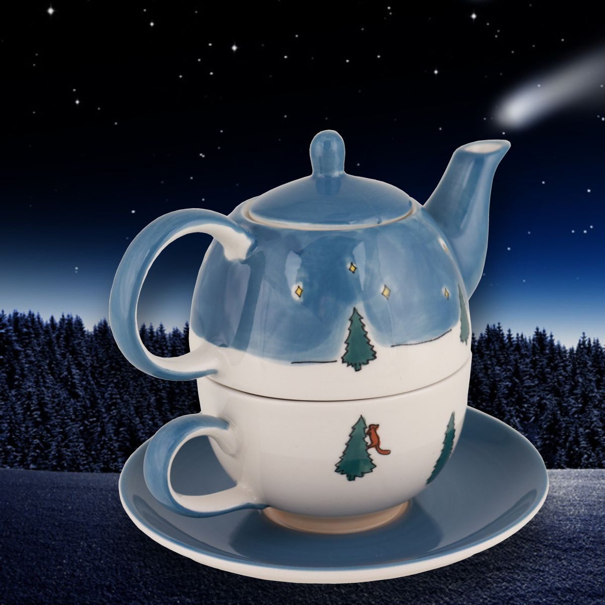 Mila Teekanne Mila Keramik Tee-Set Tea for One Rotwild, 0.4 l, (Set, Tee-Set)