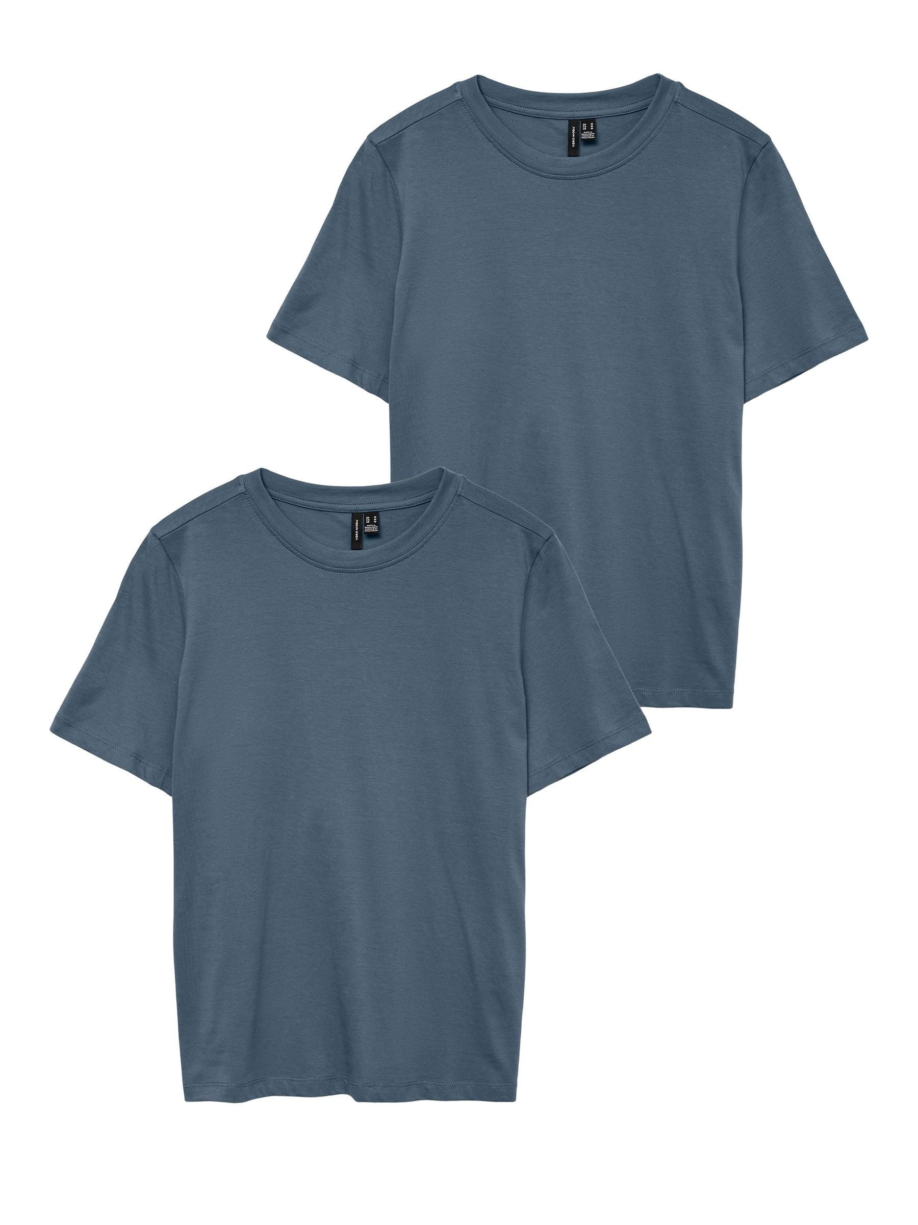 Vero Moda T-Shirt 2er-SET Basic mit mit Kurzarm und Rundhals (2-tlg) VMPAULINA SS T-SHIRT GA JRS NOOS