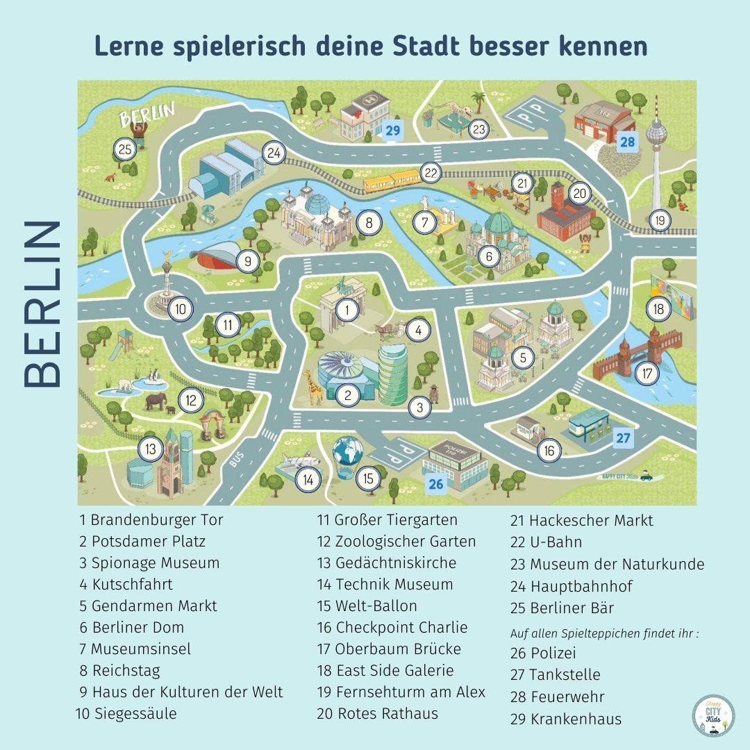 HappyCITYKids Kinderteppich Stadt-Design BERLIN - Straßen-Spielteppich-Spie günstig online kaufen