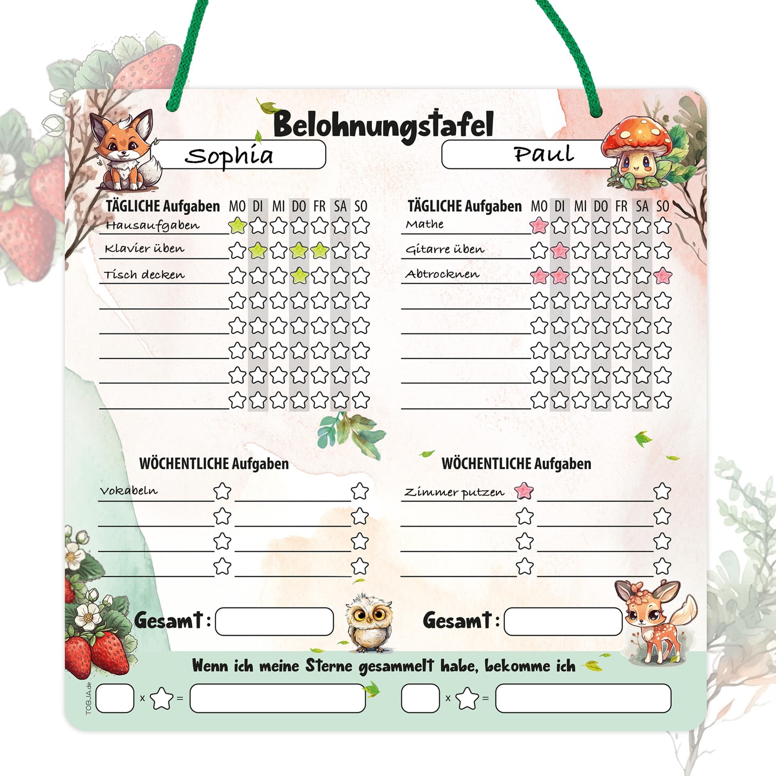 TOBJA Notizblock Belohnungstafel Kinder ab 3 - Aufgabenplaner abwischbar, Routine Planer Kinder Belohnungssystem