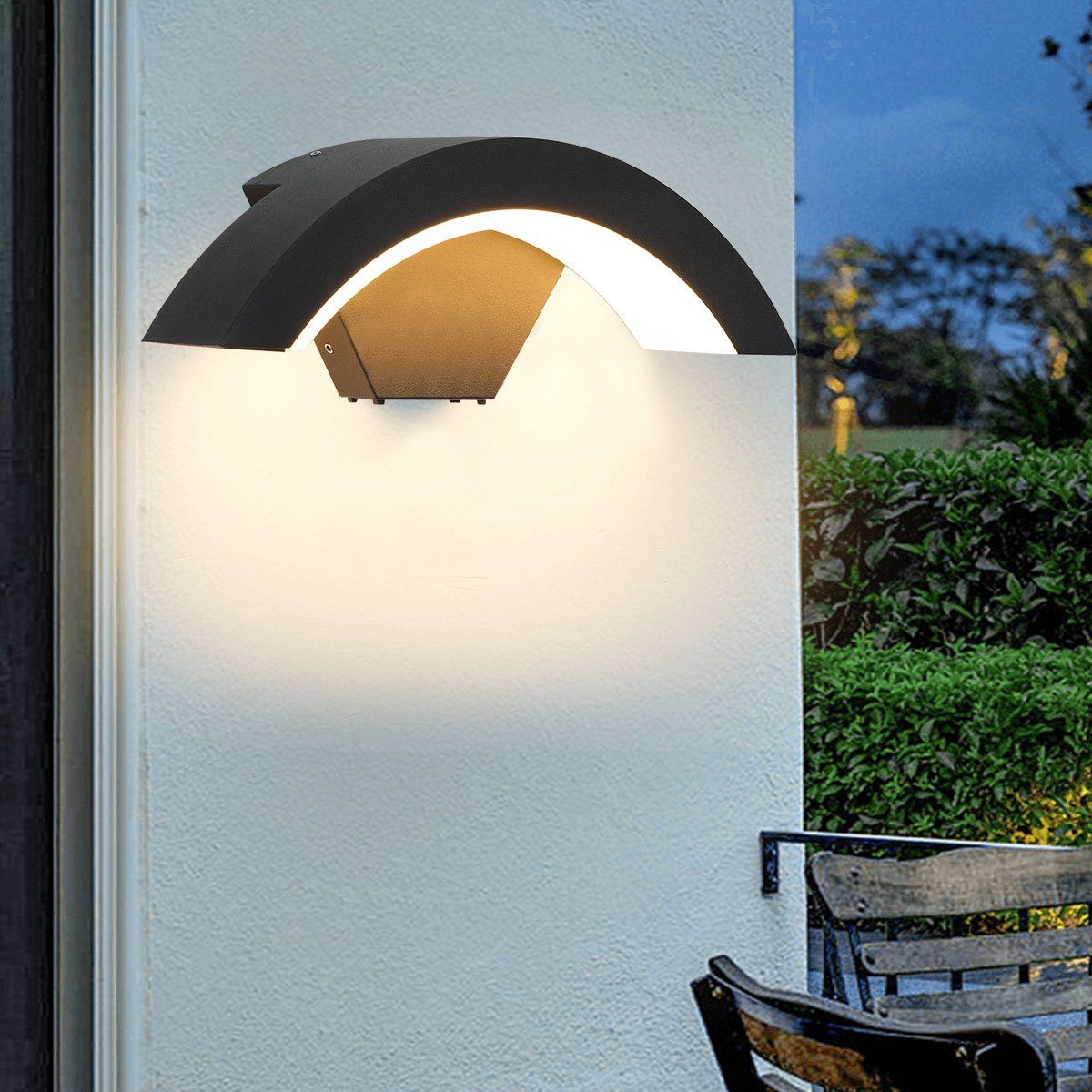 LETGOSPT LED Wandleuchte 18W Halbermond Wandlampe mit Bewegungssensor 3000K ohne PIR-Bewegungsmelder