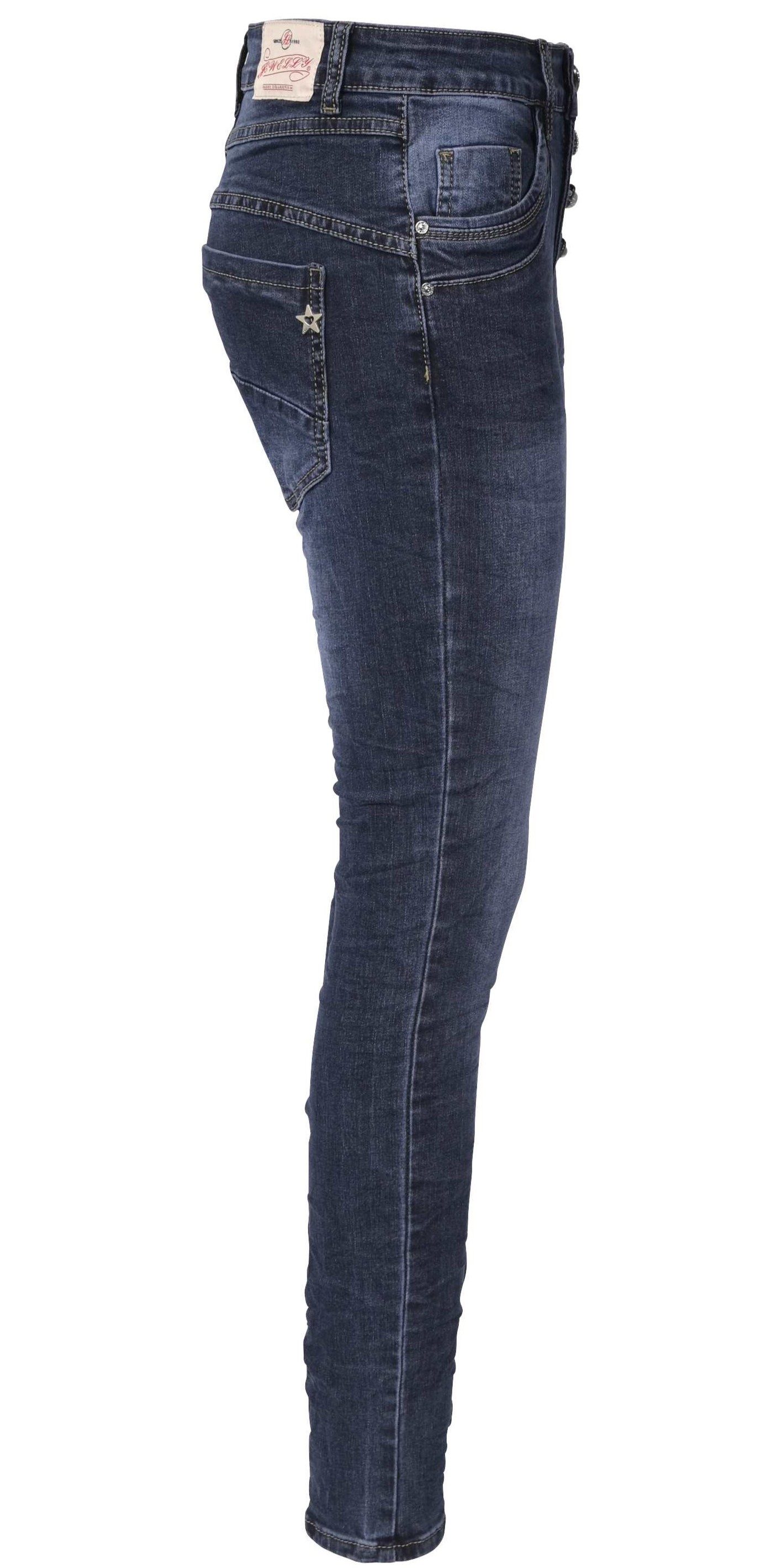Jewelly Regular-fit-Jeans Jeans, Stretch Jeans Five-Pocket im Crash-Look günstig online kaufen