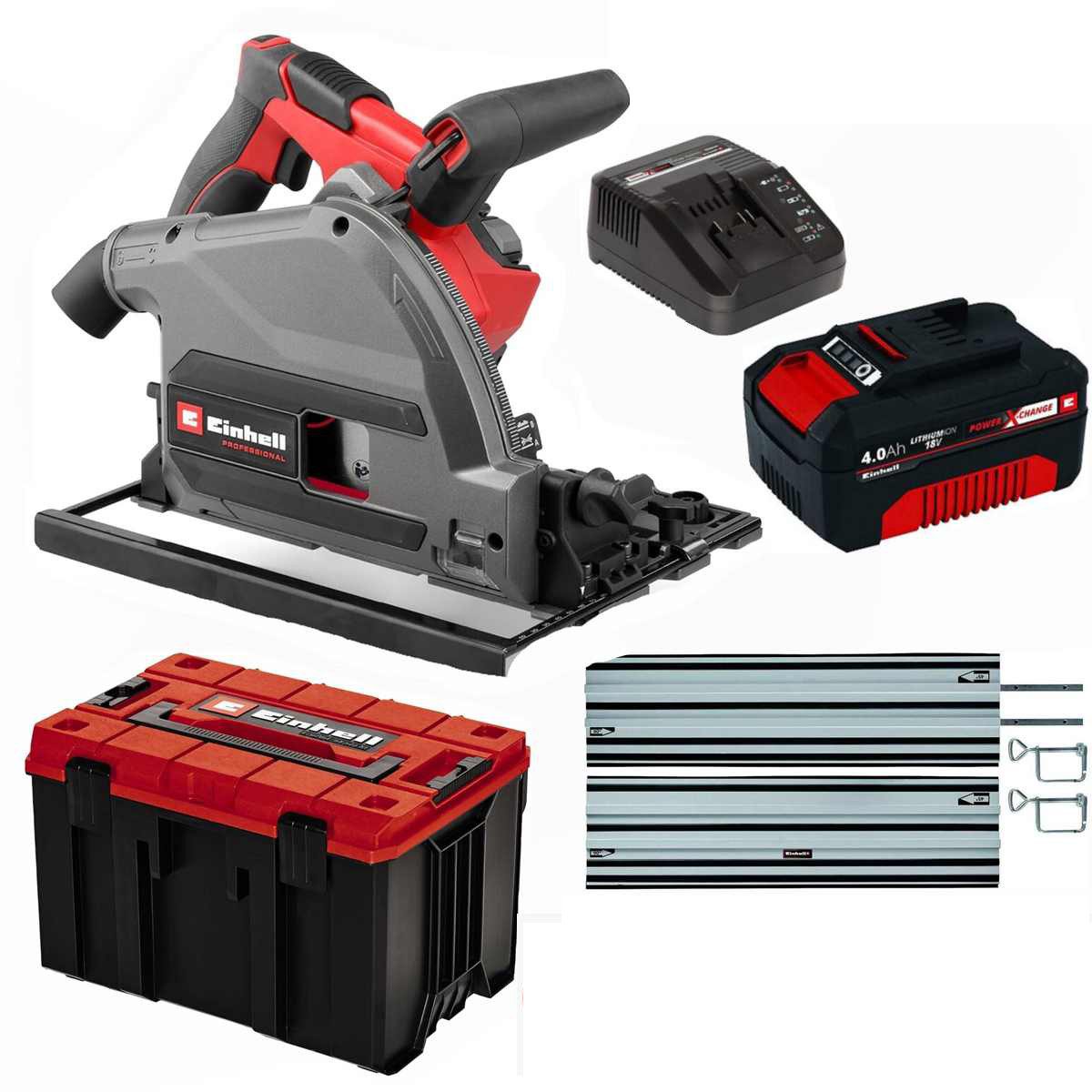 Einhell Akku-Tauchsäge Tauchsäge TP-PS 18/165 Li BL Führungsschiene, Akku 4.0 Ah, Systainer