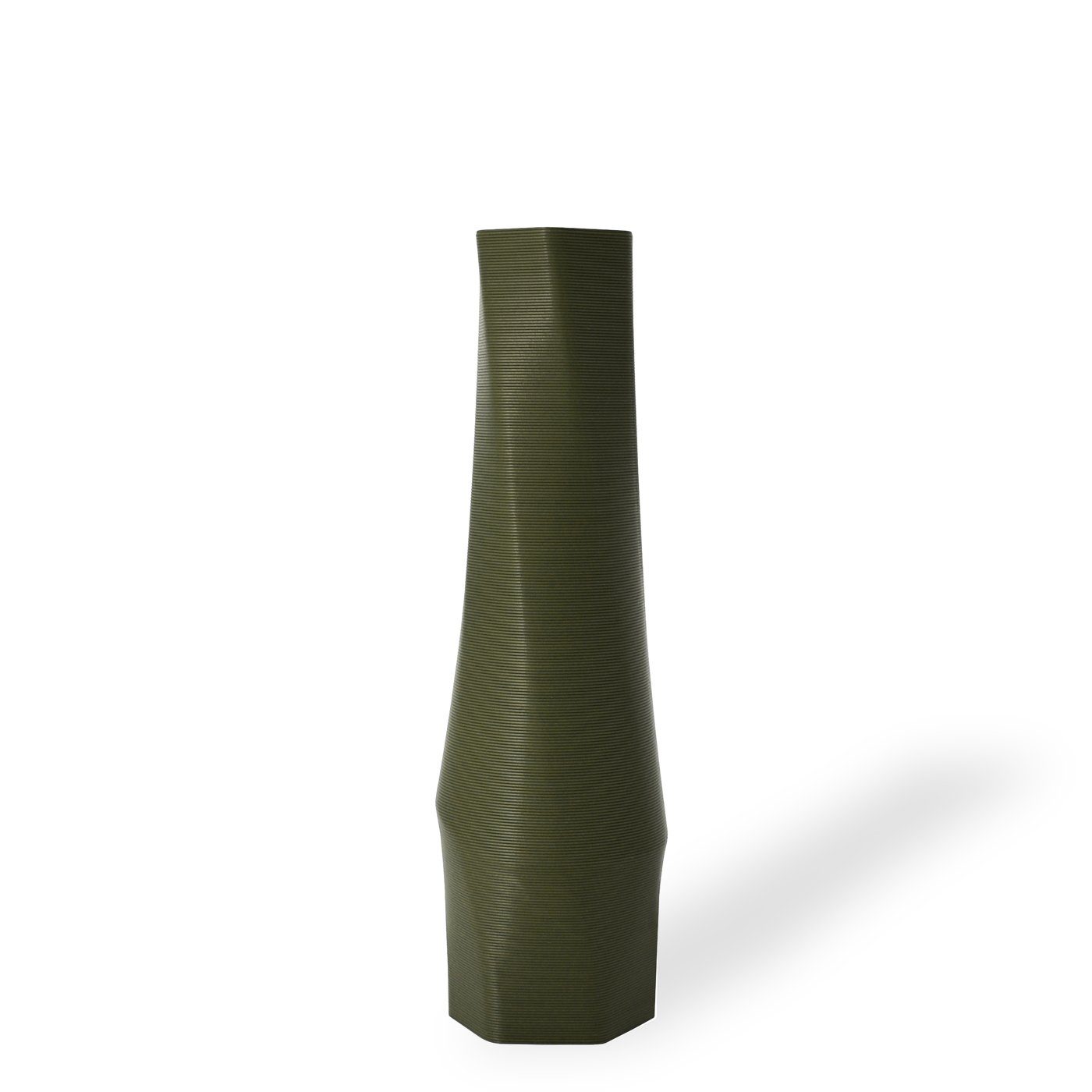 Shapes - Decorations Dekovase the vase - hexagon (basic), 3D Vasen, viele Farben, 100% 3D-Druck (Einzelmodell, 1 Vase), Wasserdicht; Leichte Struktur innerhalb des Materials (Rillung) Olivgrün