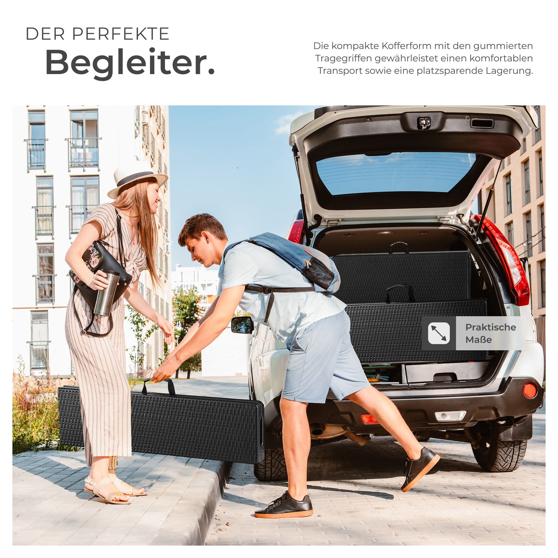 tectake Campingtisch Vani (1-St., 3 tlg), Kompakte Campinggarnitur mit Klappfunktion