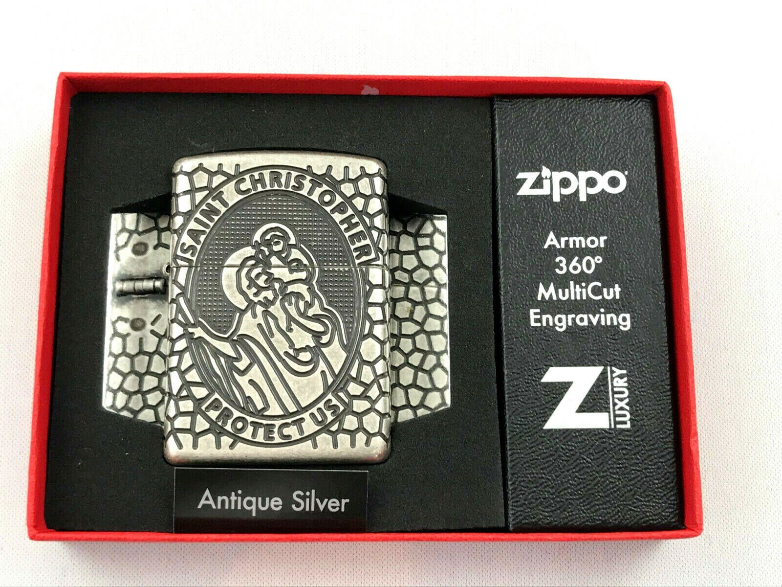 Feuerzeug Saint Christopher Armor Case Feuerzeug Multicut Tiefengravur