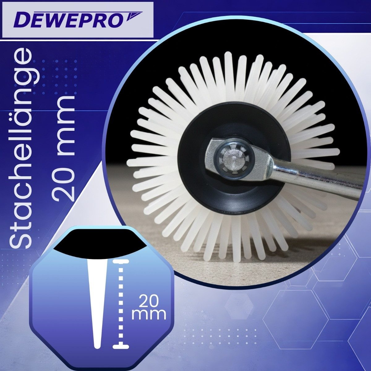 DEWEPRO Bodenlegerkelle DEWEPRO Stachelwalze 460mm breit, Stachellänge 20mm