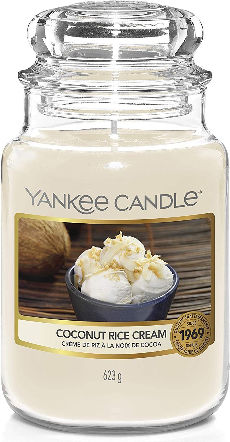 Yankee Candle Duftkerze »Yankee Candle Coconut Rice Cream Duftkerze im Glas 623g Brenndauer bis zu 150 Stunden«