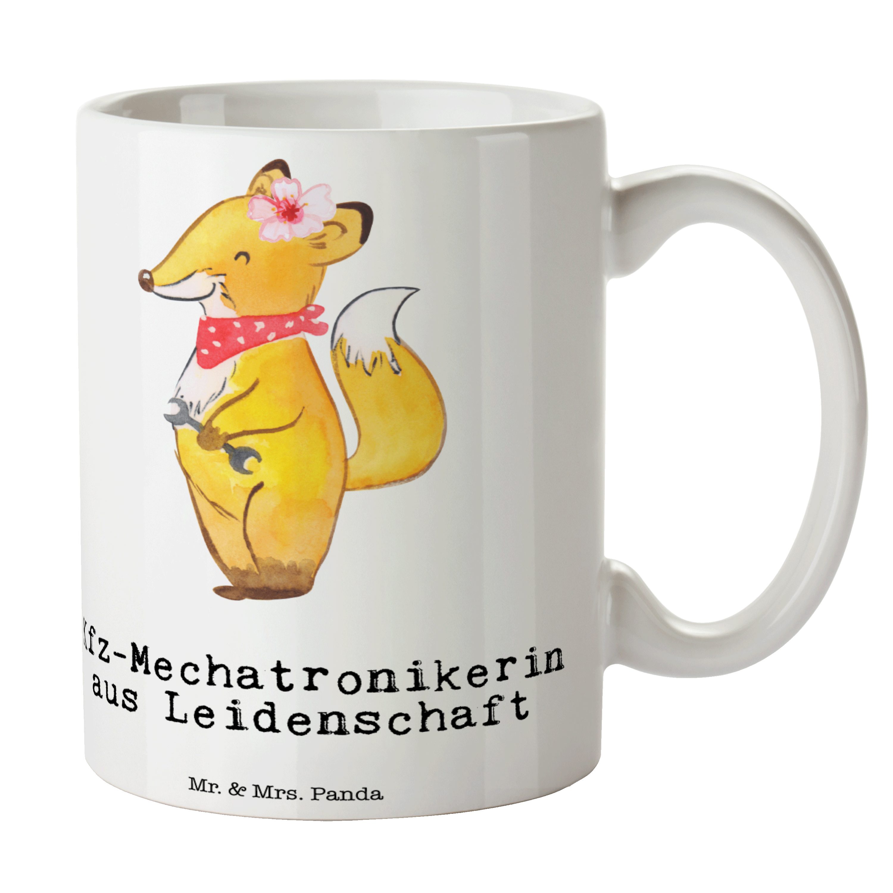 Geschenk, Leidenschaft Panda Kfz-Mechatronikerin - Tasse Keramik - aus Fi, Meisterin, Mr. Weiß Mrs. &