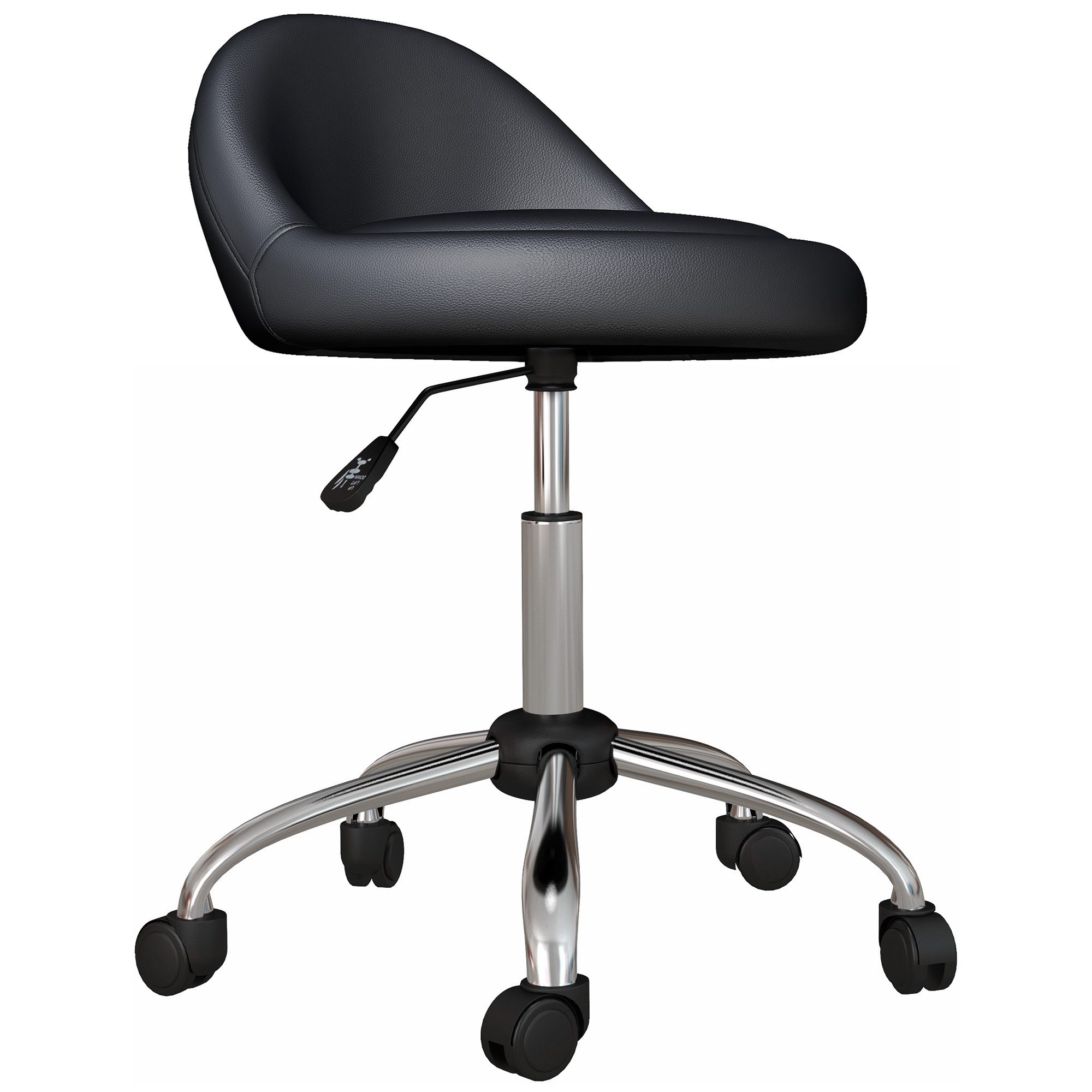 HOMCOM Rollsitz Höhenverstellbarer Arbeitshocker mit Rädern (Salonstuhl, 1 St., Bürohocker), Schwarz Ø50 x 63-83 cm