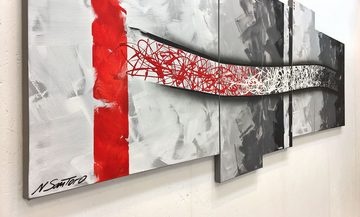 WandbilderXXL XXL-Wandbild Cross The Red Line 210 x 80 cm, Abstraktes Gemälde, handgemaltes Unikat