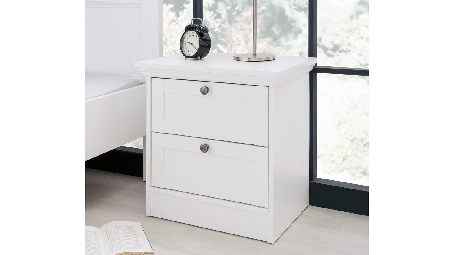 Finori Nachtschrank Nachtkommode Landwood Nachttisch Nachtkonsole weiß Landhausstil 50 cm