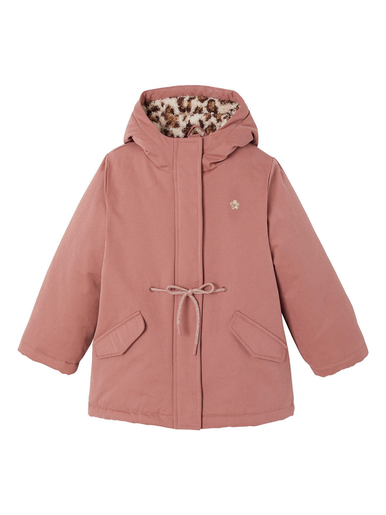 vertbaudet Parka Mädchen Winterjacke mit Webpelzkapuzenfutter 3-in-1, abnehmbarer Innenjacke, Leo-Print