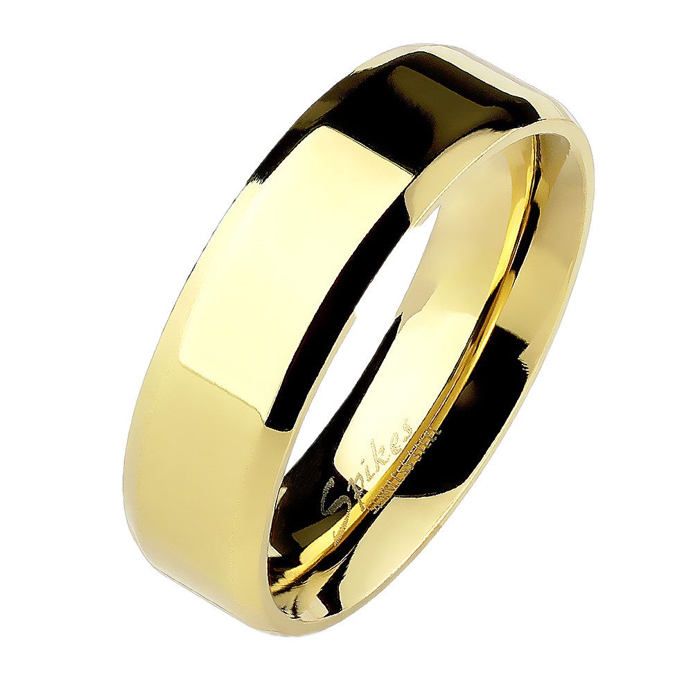 Taffstyle Fingerring Herren & Damen Ring Edelstahl vergoldet Größe 52 (16.6) Breit 6mm (Trauring Hochzeitsring), Herrenring Damenring Freundschaftsring Paarring Partnerring Ehering