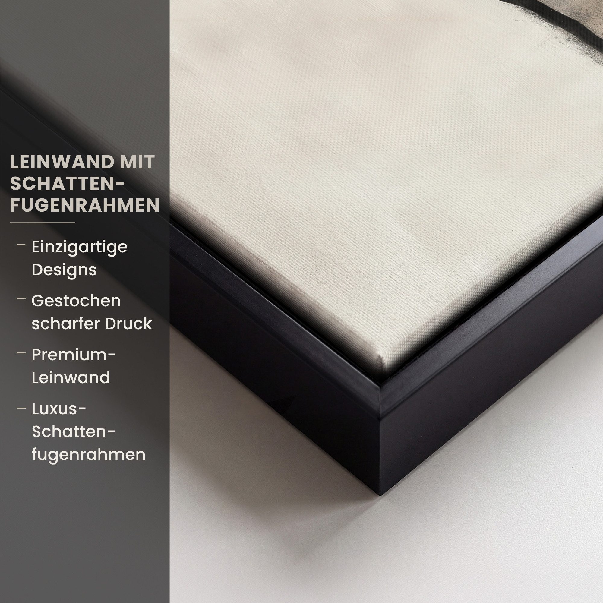 OneMillionCanvasses® Leinwandbild mit Rahmen - Wabi sabi - Pflanze - Beige, Fotodruck (1 St), Leinwand Bilder Klein, Wand Dekoration Aesthetic 20x20cm – Bild 3 von 5