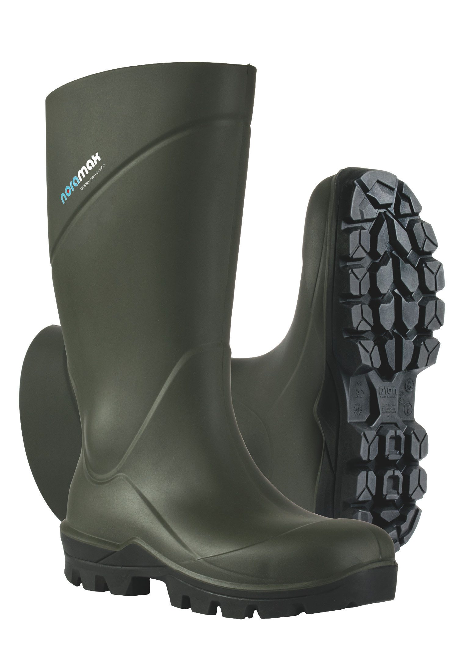 Nora Max O4 Non safety NORA PU Arbeitsstiefel olivgrün ELASTOPAN Gummistiefel rutschfest & selbstreinigend