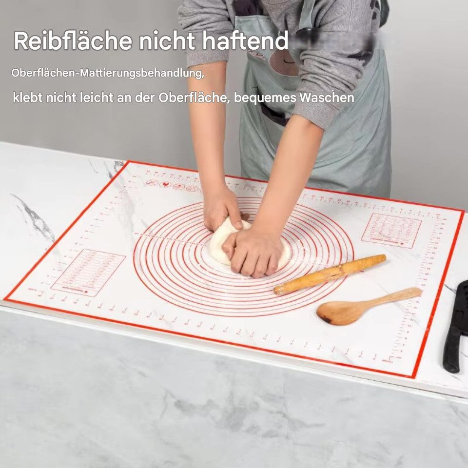 Montegoni Back-Set Hochwertige 40 x 50 cm Teigmatte Silikon Knetmatte, (1 x Hochwertige 40 x 50 cm große weiße und rote Silikon-Knetmatte), Antihaft-Backmatte für ideales Küchenbackgeschirr