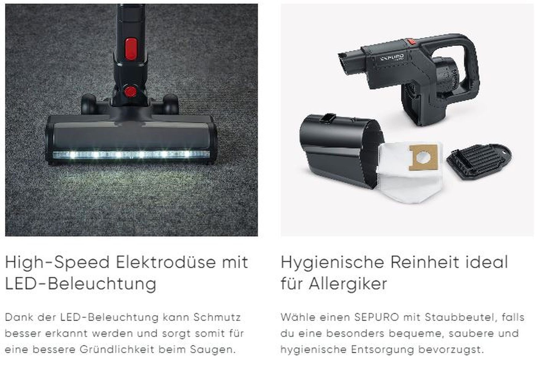 450,00 Einhell SEPURO Akku 18V Stiel- Akku, Beutel Stielstaubsauger Pro Handstaubsauger und Hand-und W, mit Severin